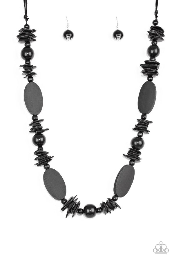 Paparazzi Carefree Cococay Black Wood Necklace CarasShop