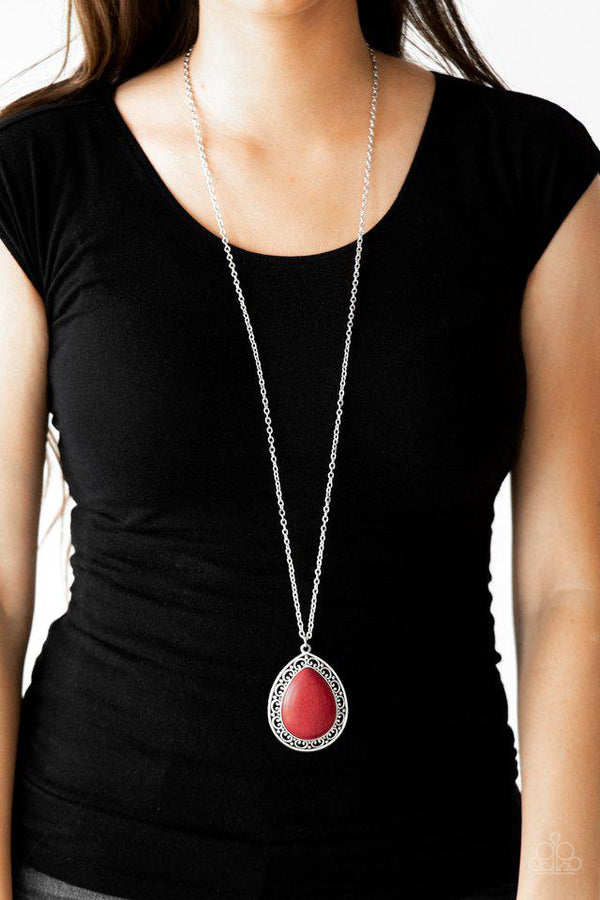 Paparazzi Full Frontier Red Stone Necklace | CarasShop