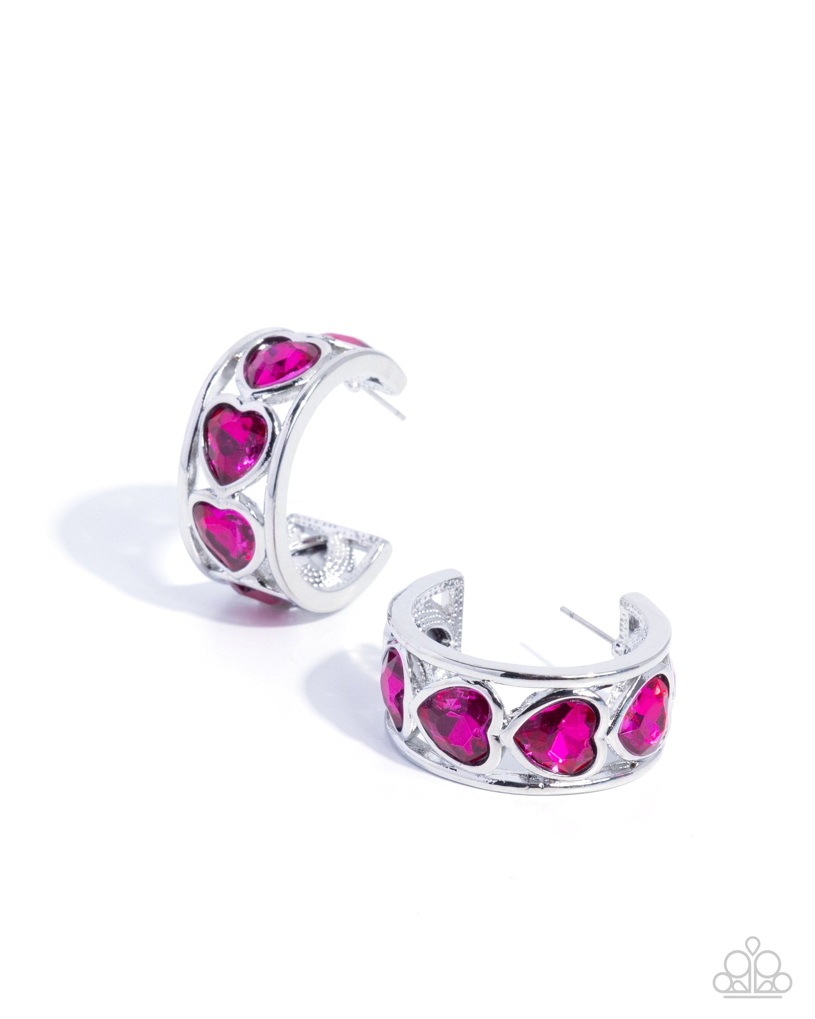 Heartfelt Homage Pink Gem Hoop Earrings- lightbox - CarasShop.com - Paparazzi Jewelry by Cara Jewels