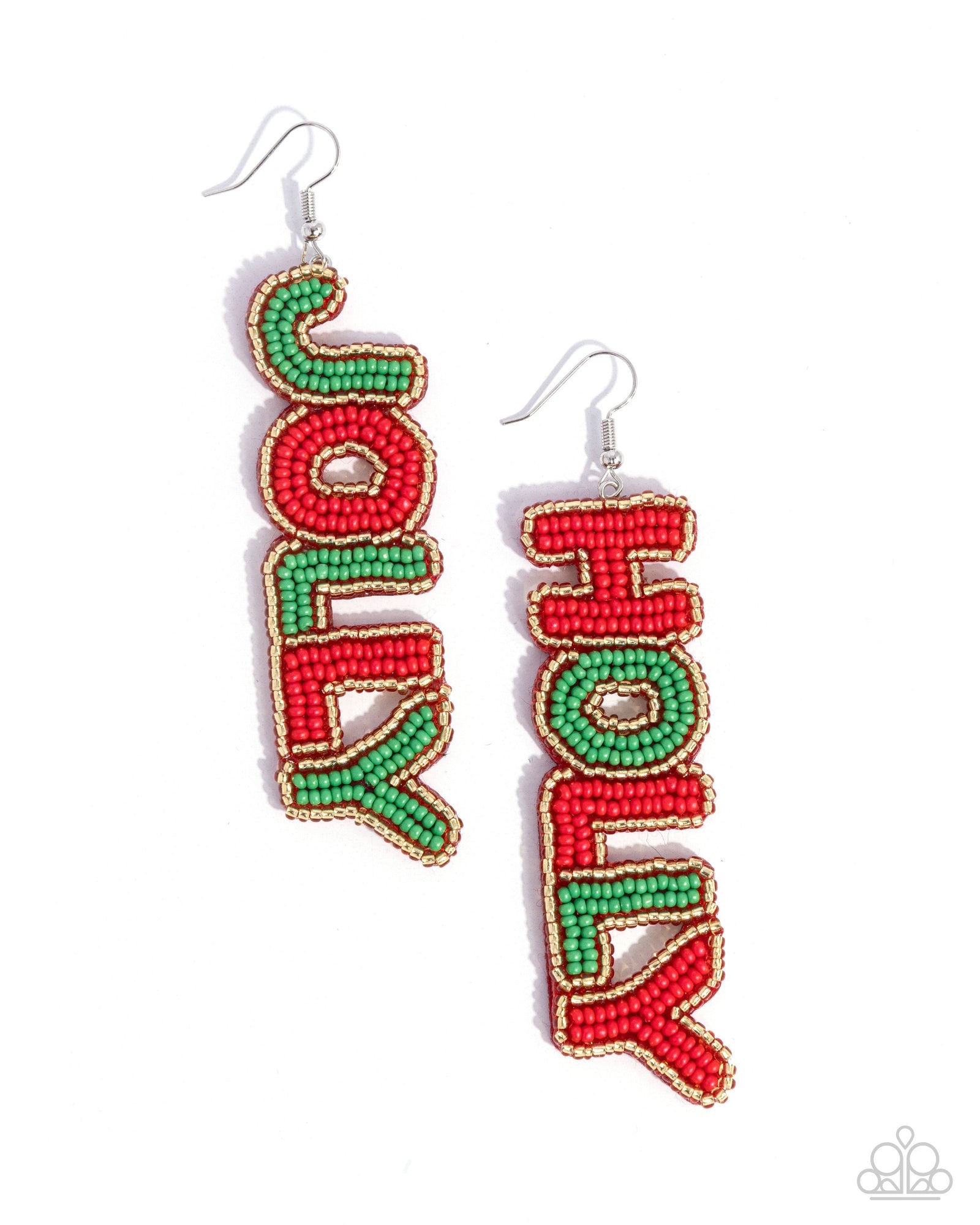 Jolly Holiday Multi Red & Green Seed Bead Earrings - Paparazzi Accessories- lightbox - CarasShop.com - Paparazzi Jewelry by Cara Jewels