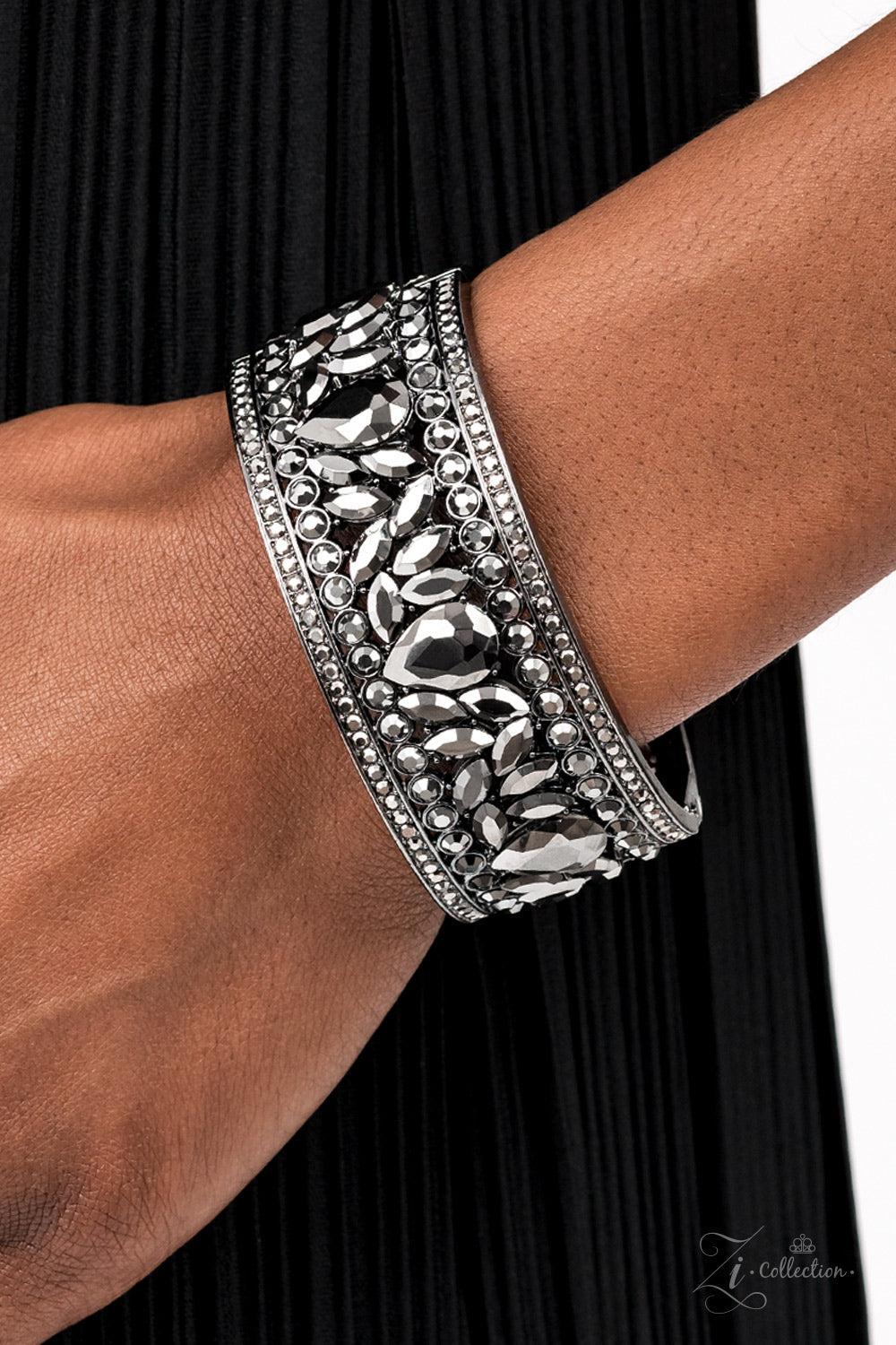 After Party Powerhouse Gunmetal Black Zi Collection Hinged Bracelet - Paparazzi Accessories