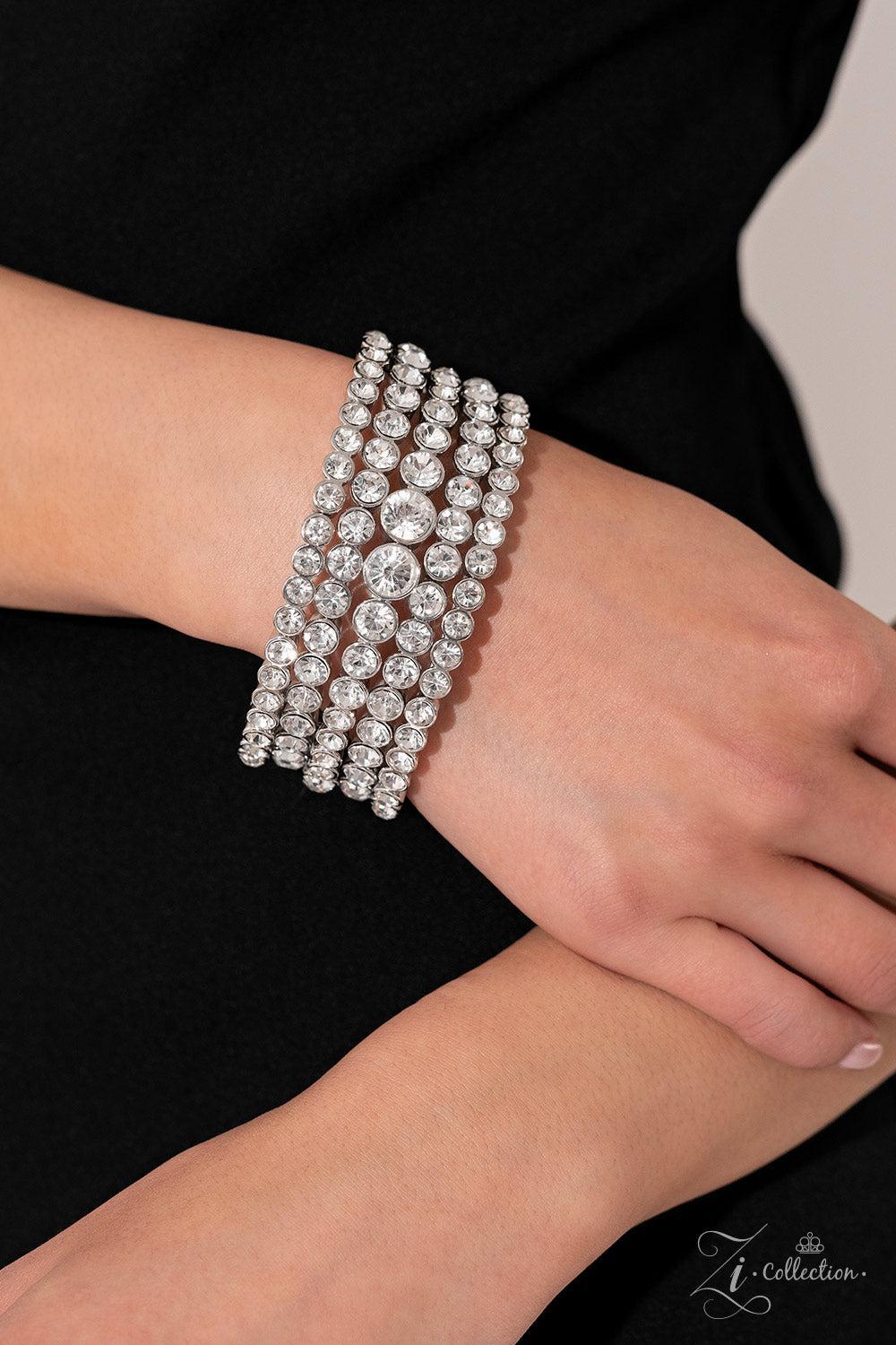 More Than A Moment White Rhinestone Zi Collection Bracelet - Paparazzi Accessories