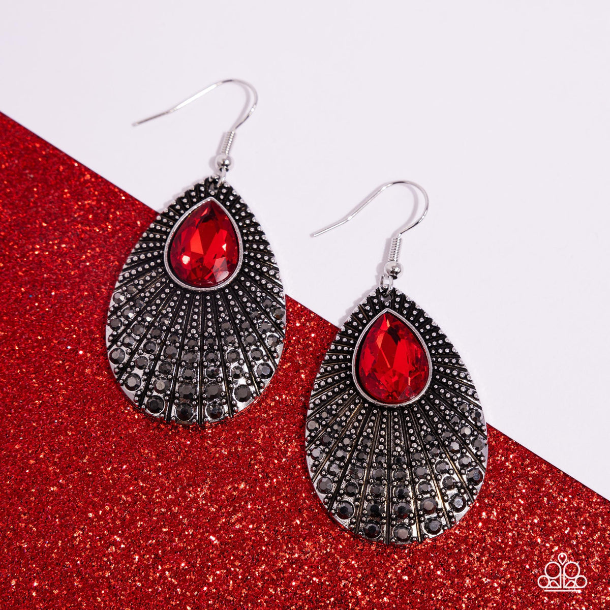 Urban Relic Red & Hematite Rhinestone Earrings - Paparazzi Accessories