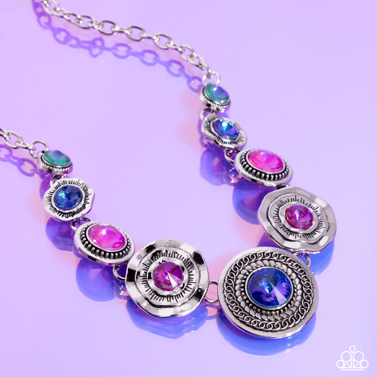 Treasure Chest Couture Multi Blue & Purple Rhinestone Necklace - Paparazzi Accessories