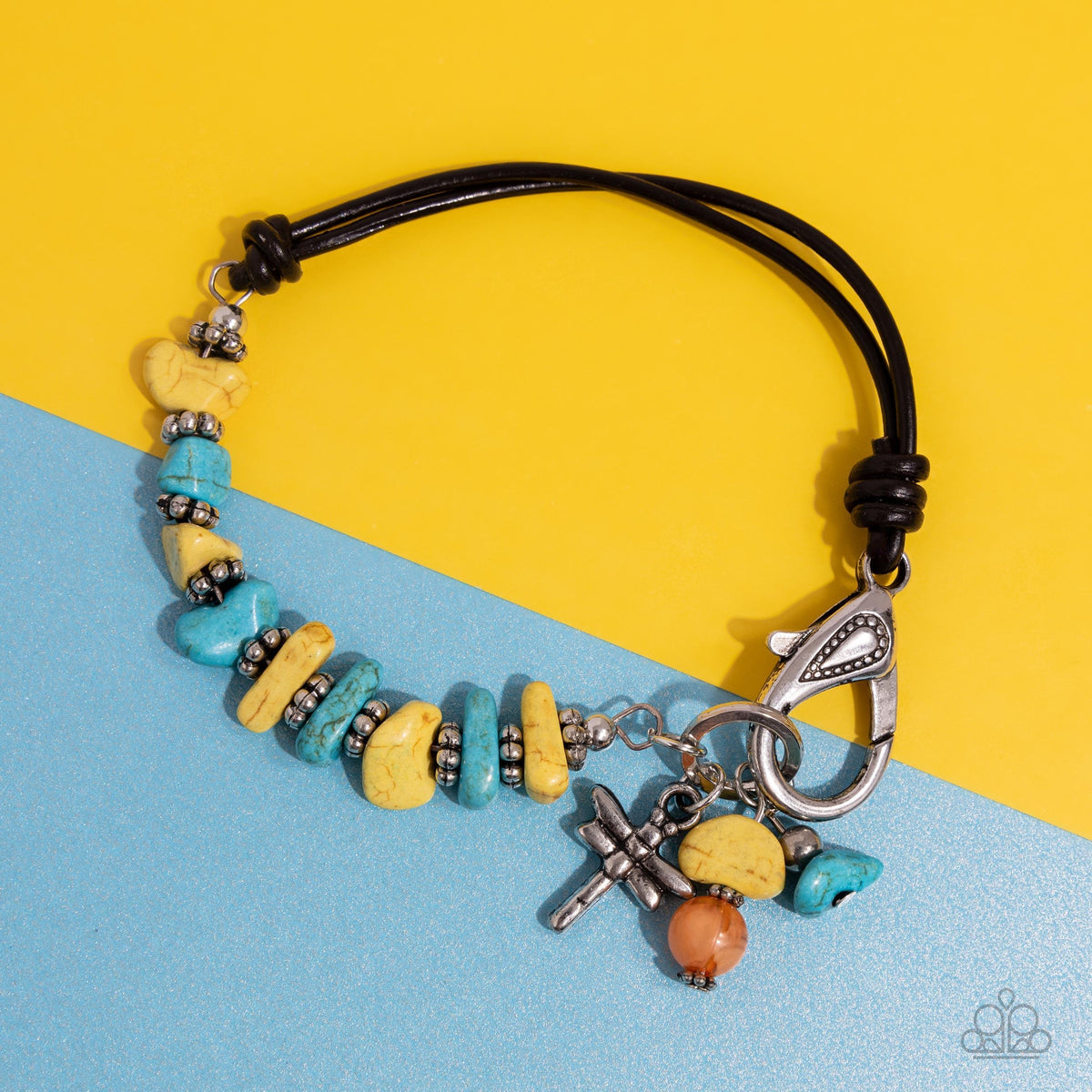 Daring Dragonfly Yellow Stone & Leather Urban Bracelet - Paparazzi Accessories