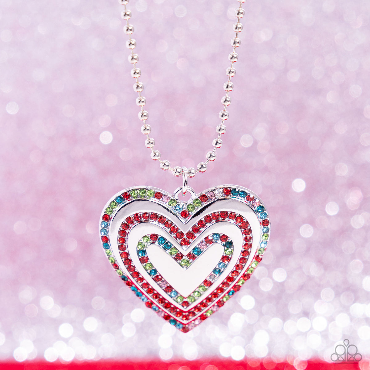 Hallucinatory Hearts Red Rhinestone Necklace - Paparazzi Accessories
