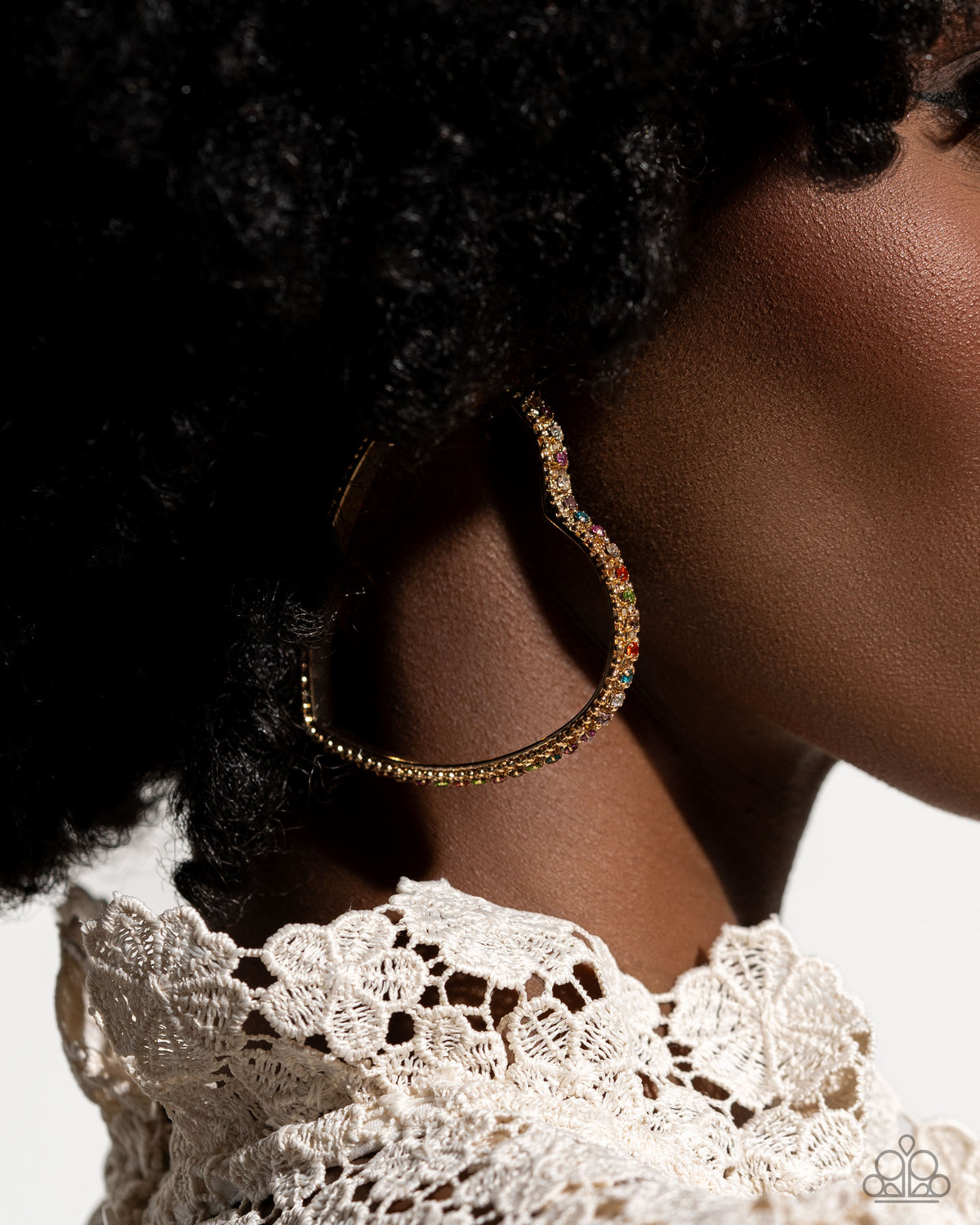 Halftime Hearts Multi & Gold Heart Hoop Earrings - Paparazzi Accessories