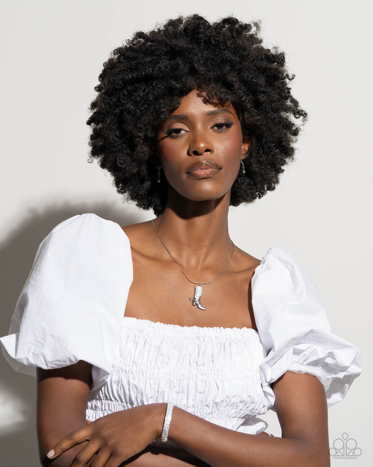 Cowboy Confidence White Boot Charm Necklace - Paparazzi Accessories