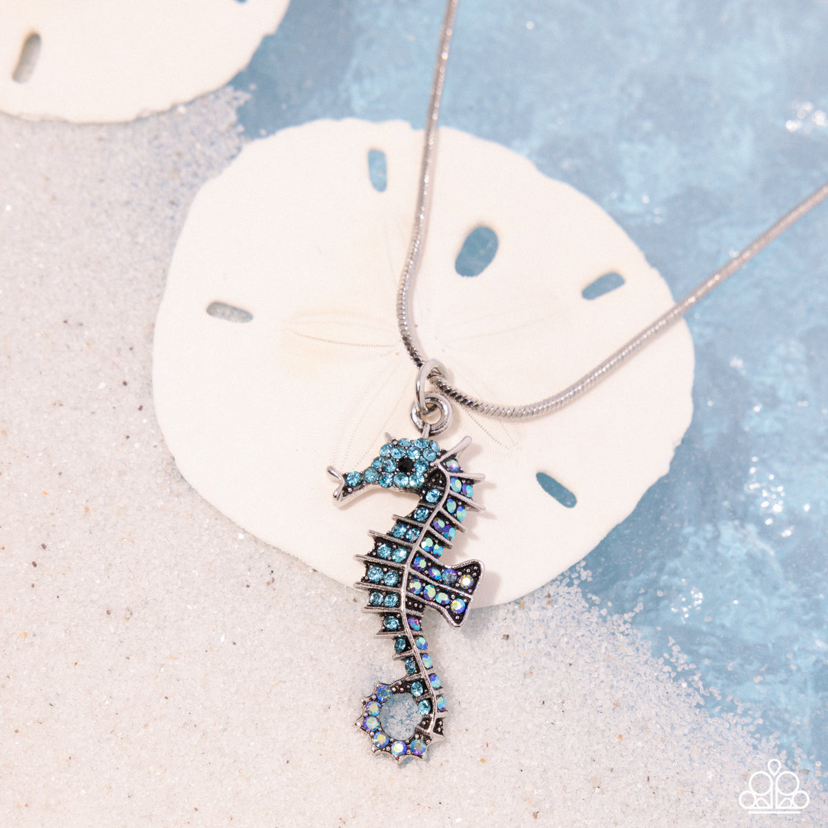 Seahorse Shanty Blue Rhinestone Necklace - Paparazzi Accessories