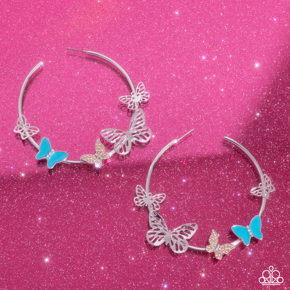 Aerial Allegiance Multi Blue Butterfly Hoop Earrings - Paparazzi Accessories
