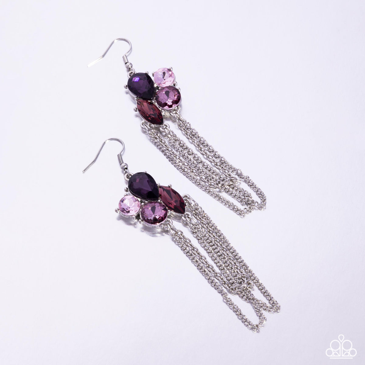 Decadent Distance Purple Rhinestone Earrings - Paparazzi Accessories