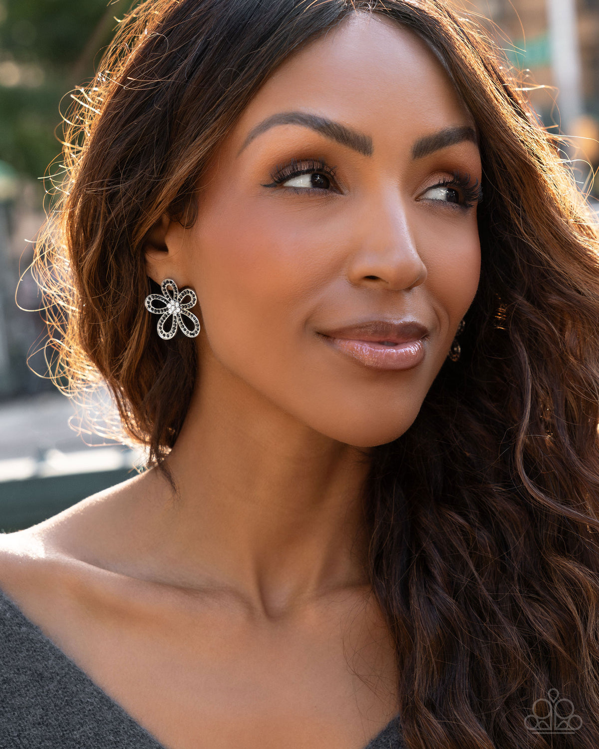 Blooming Belle Black Floral Earrings - Paparazzi Accessories