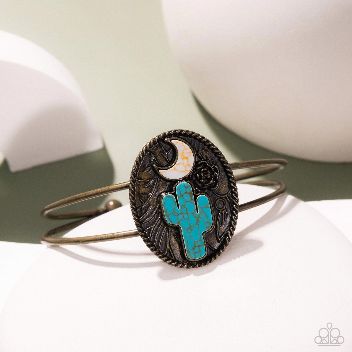 Journey to the West Brass & Turquoise Stone Bracelet - Paparazzi Accessories