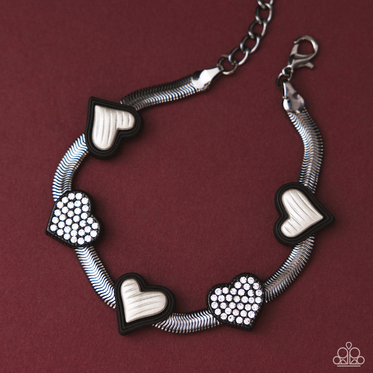 Pure Chemistry Black & Silver Heart Bracelet - Paparazzi Accessories