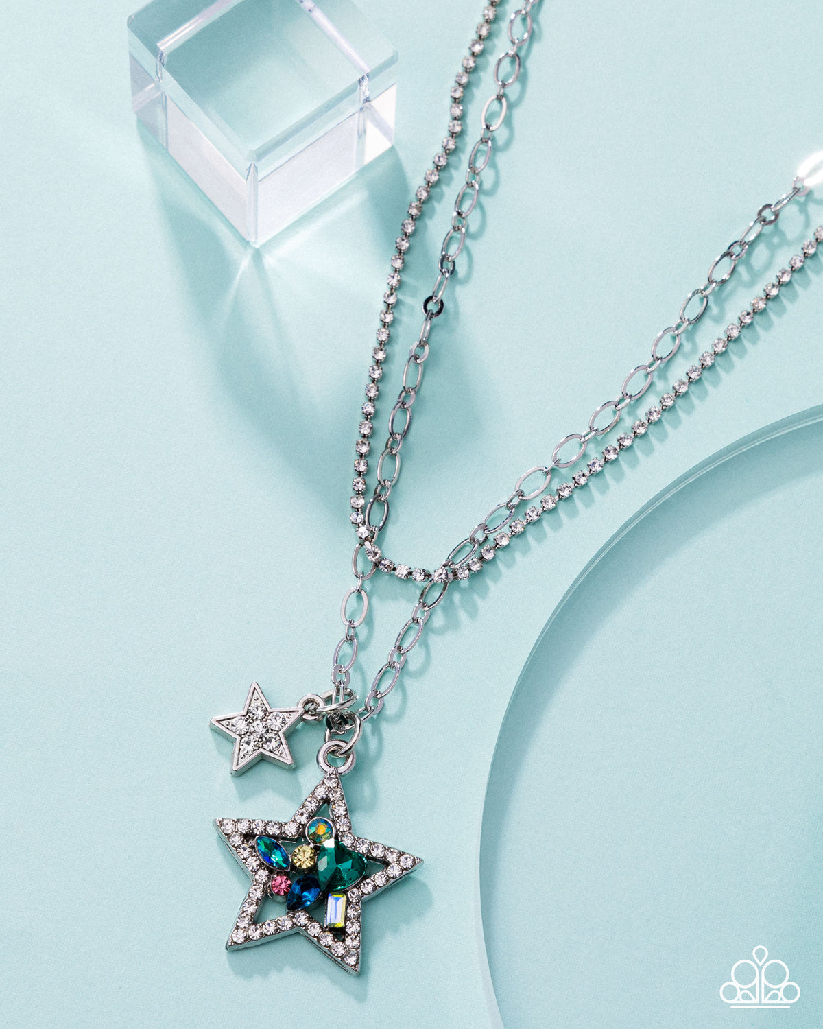 Stackable Stars Green Rhinestone Necklace - Paparazzi Accessories