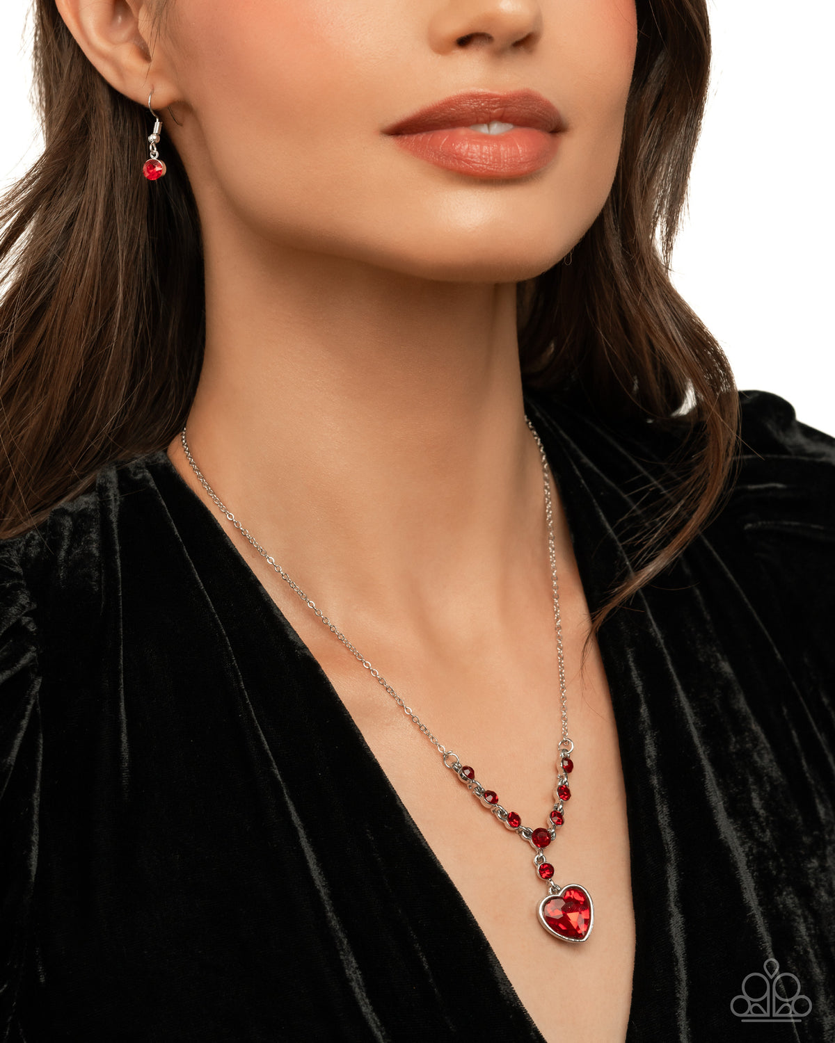 Fresh Fondness Red Rhinestone Heart Necklace - Paparazzi Accessories