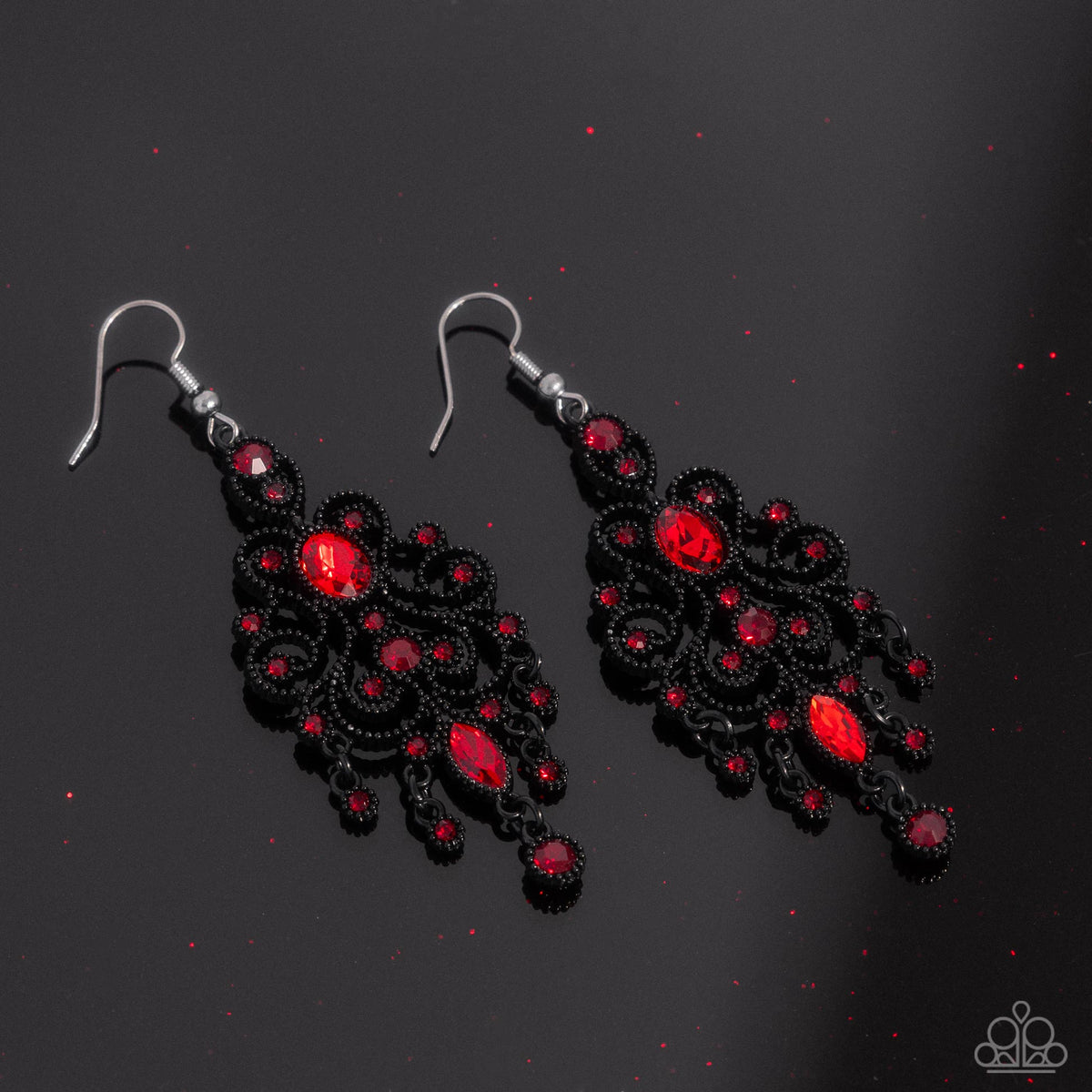 Chandelier Celebration Red Rhinestone Earrings - Paparazzi Accessories