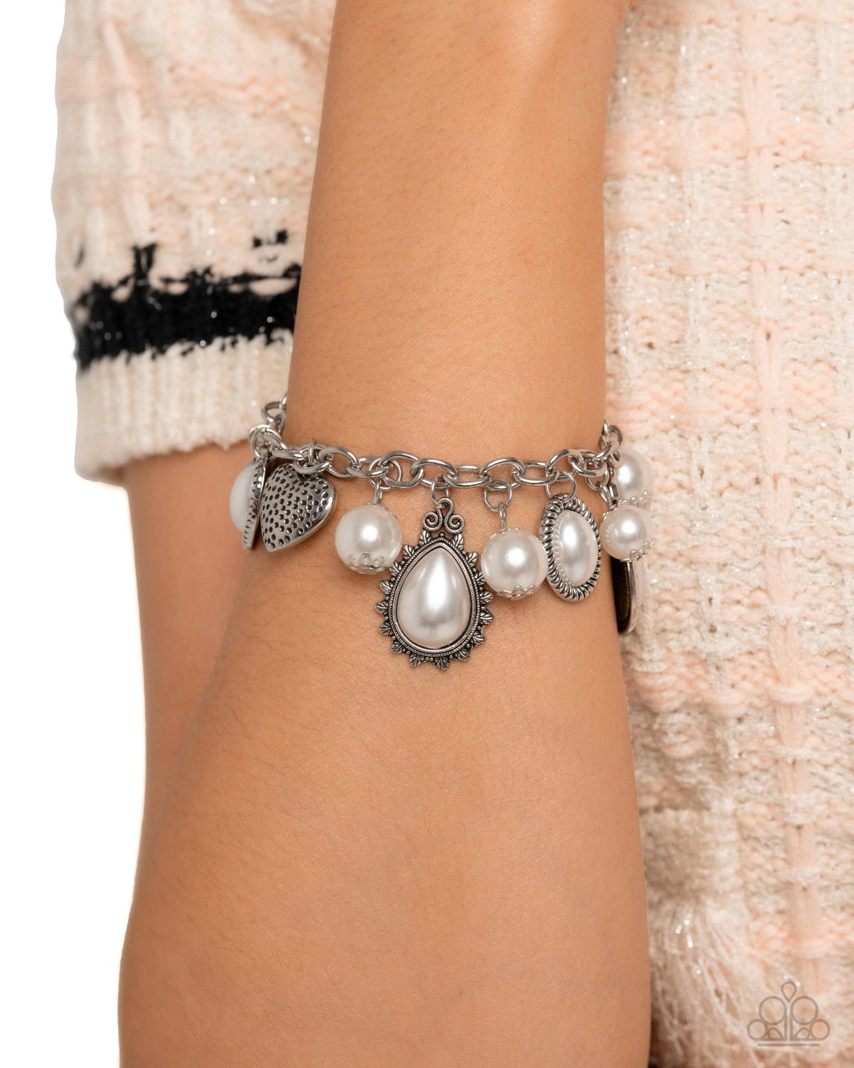 Pearly Pact White Pearl & Heart Necklace & Bracelet Complete Look - Paparazzi Accessories