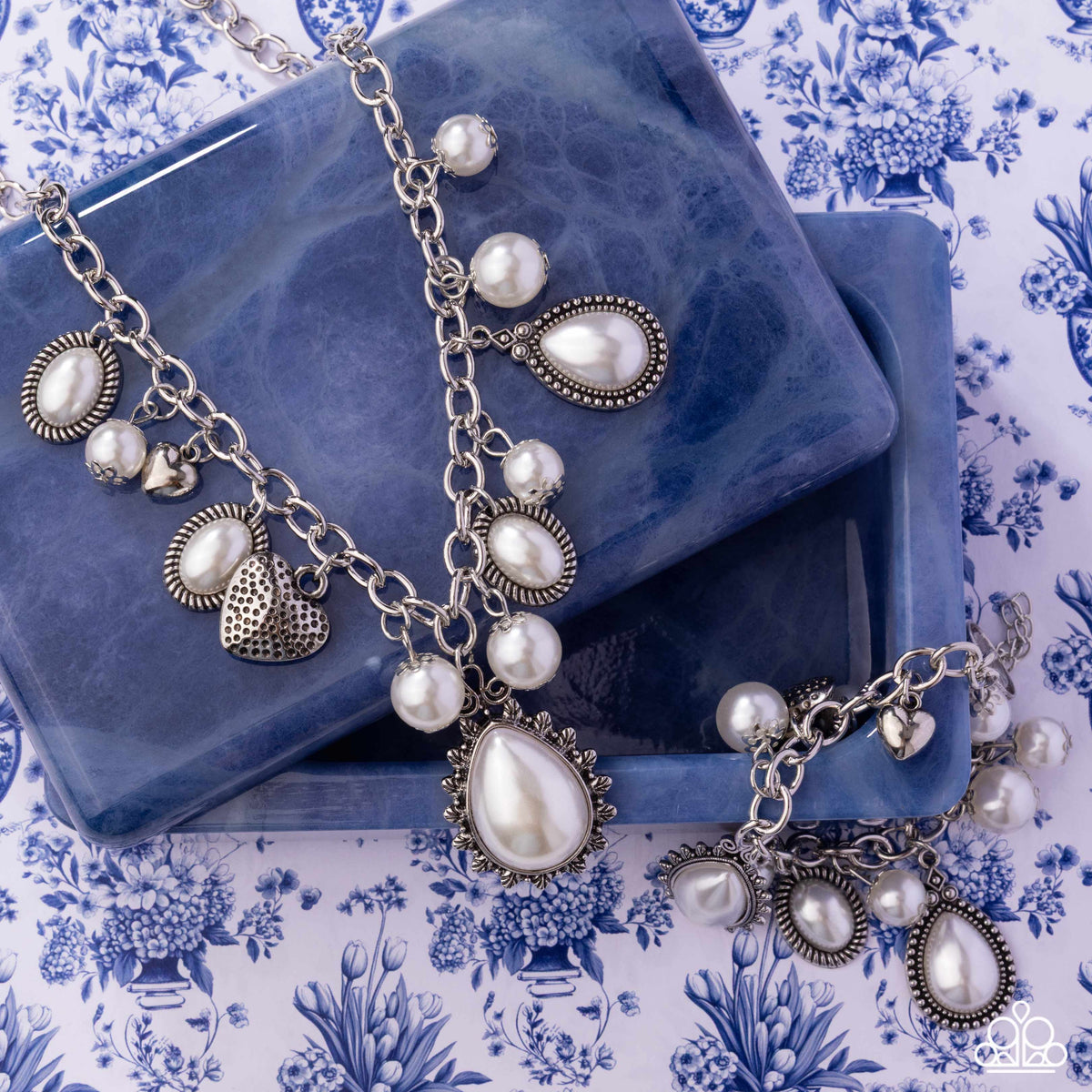 Pearly Pact White Pearl & Heart Necklace & Bracelet Complete Look - Paparazzi Accessories