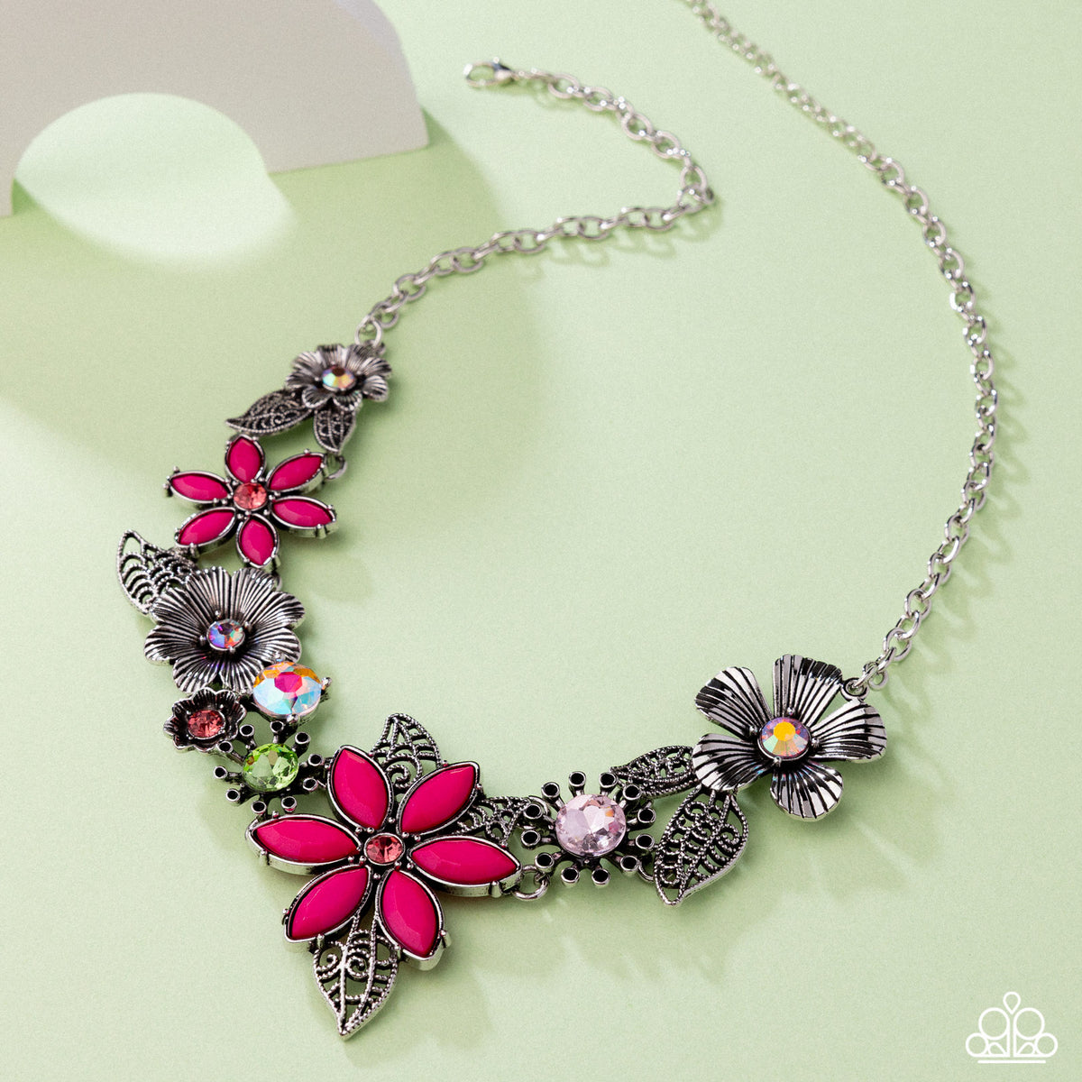 GARDEN My Sparkle Pink Flower Necklace - Paparazzi Accessories