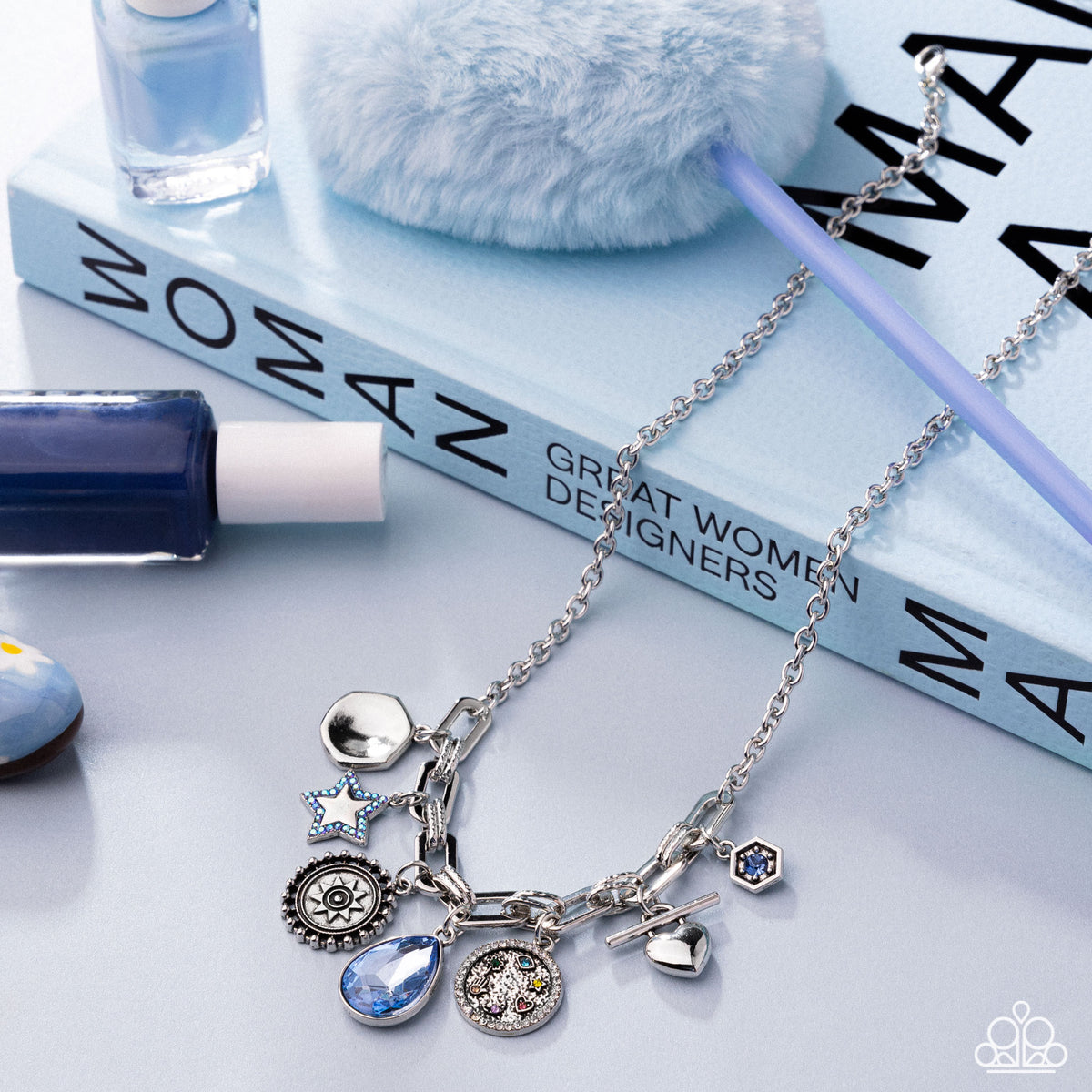 Welcome to the Show Blue Gem & Charm Necklace - Paparazzi Accessories