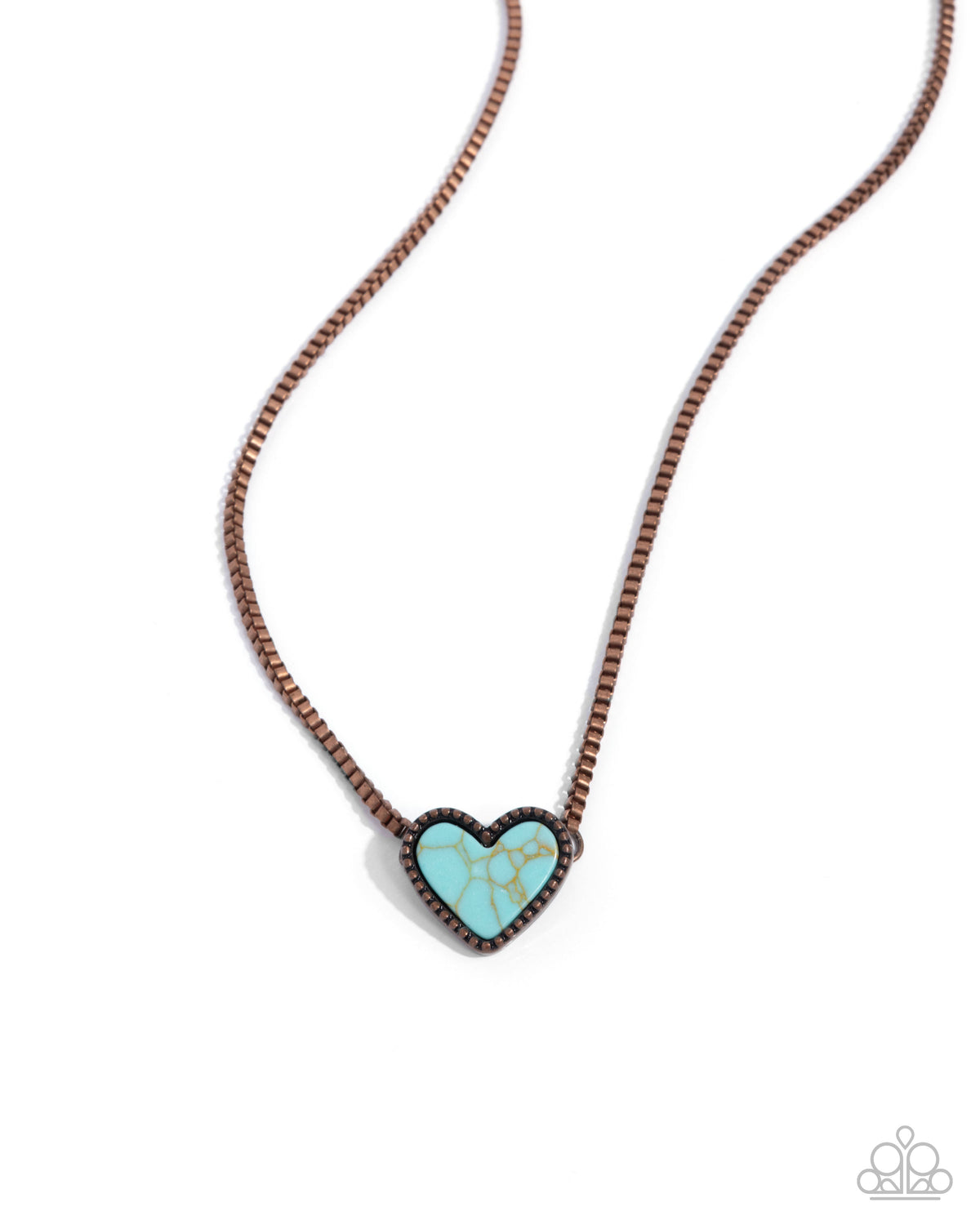 Courting Calypso Copper & Turquoise Heart Necklace, Bracelet and Post Earring Set - Paparazzi Accessories
