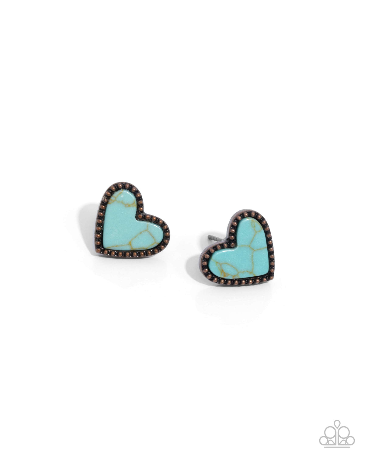 Courting Calypso Copper & Turquoise Heart Necklace, Bracelet and Post Earring Set - Paparazzi Accessories