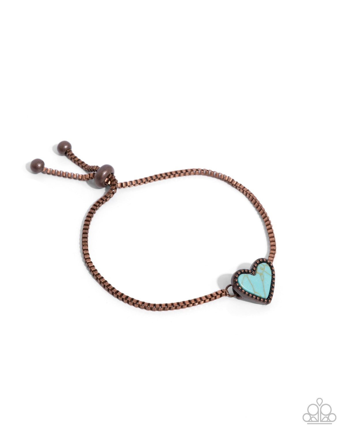 Courting Calypso Copper & Turquoise Heart Necklace, Bracelet and Post Earring Set - Paparazzi Accessories