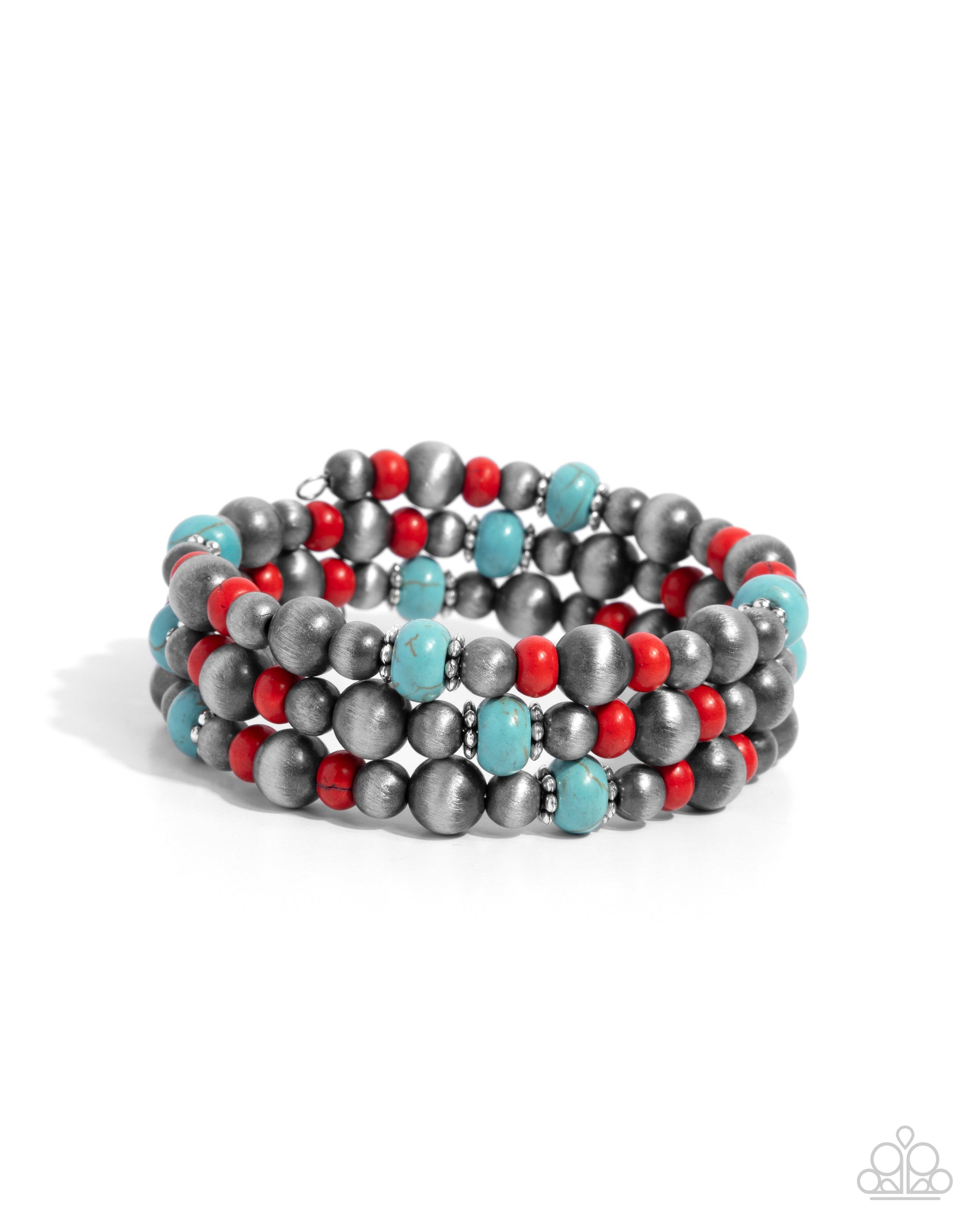 Set Gioielli Paparazzi Stelle 4 Pezzi - Rosso Bianco Blu Argento, Perline Colorate
