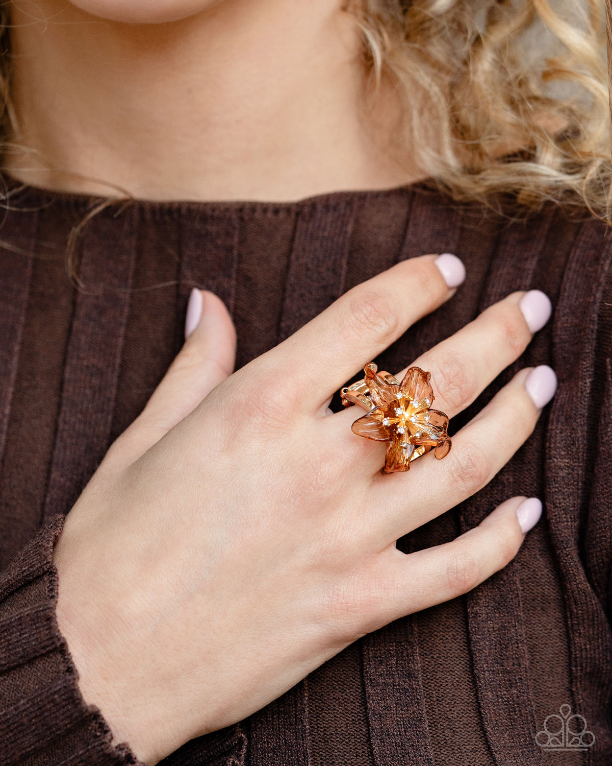 Floral Fable Brown Flower Ring - Paparazzi Accessories