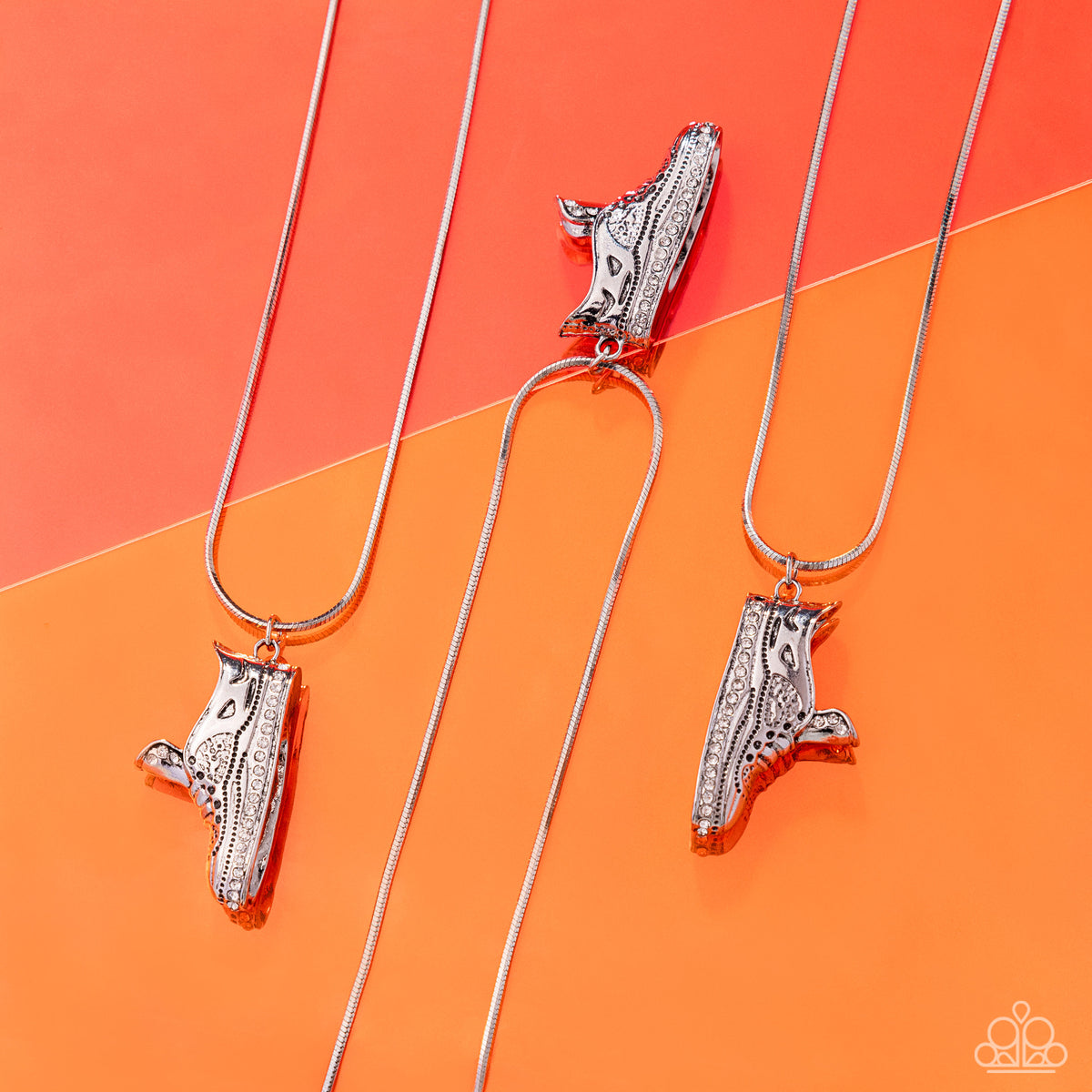 Sneaker Shimmer White Rhinestone Necklace - Paparazzi Accessories