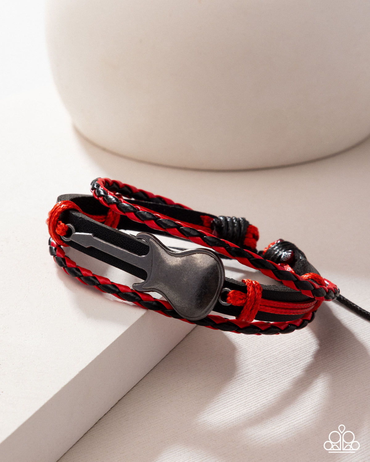 Lead Guitar Red & Black Leather Bracelet - Paparazzi Accessories
