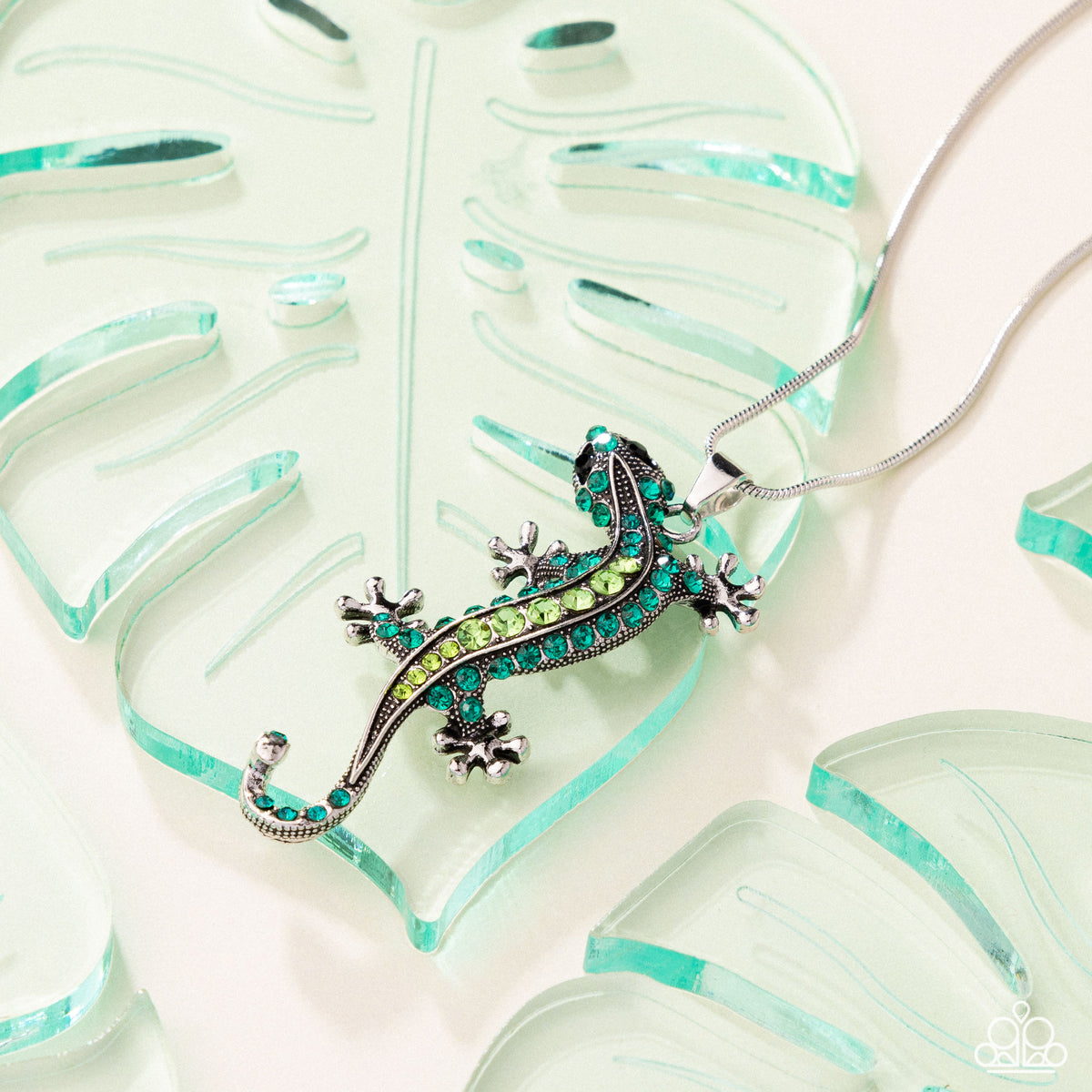 Shimmery Salamander Green Rhinestone Necklace - Paparazzi Accessories