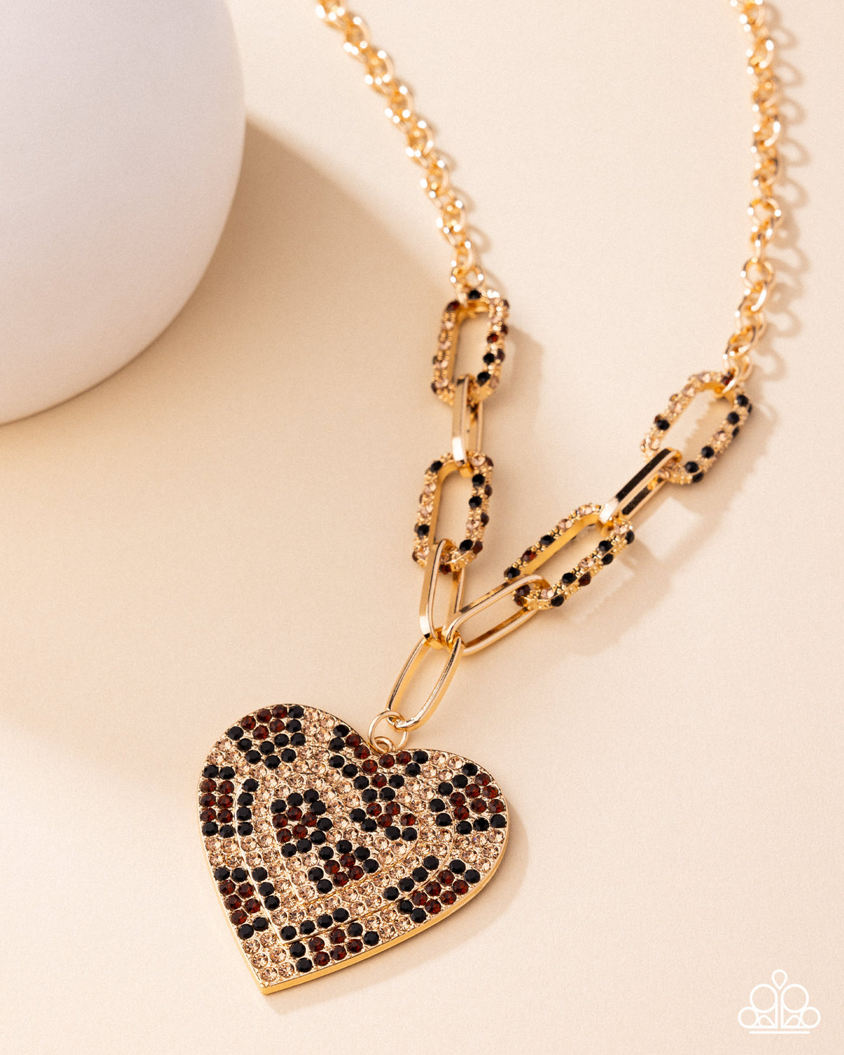 Roadside Romance Multi Black & Gold Rhinestone Heart Necklace - Paparazzi Accessories