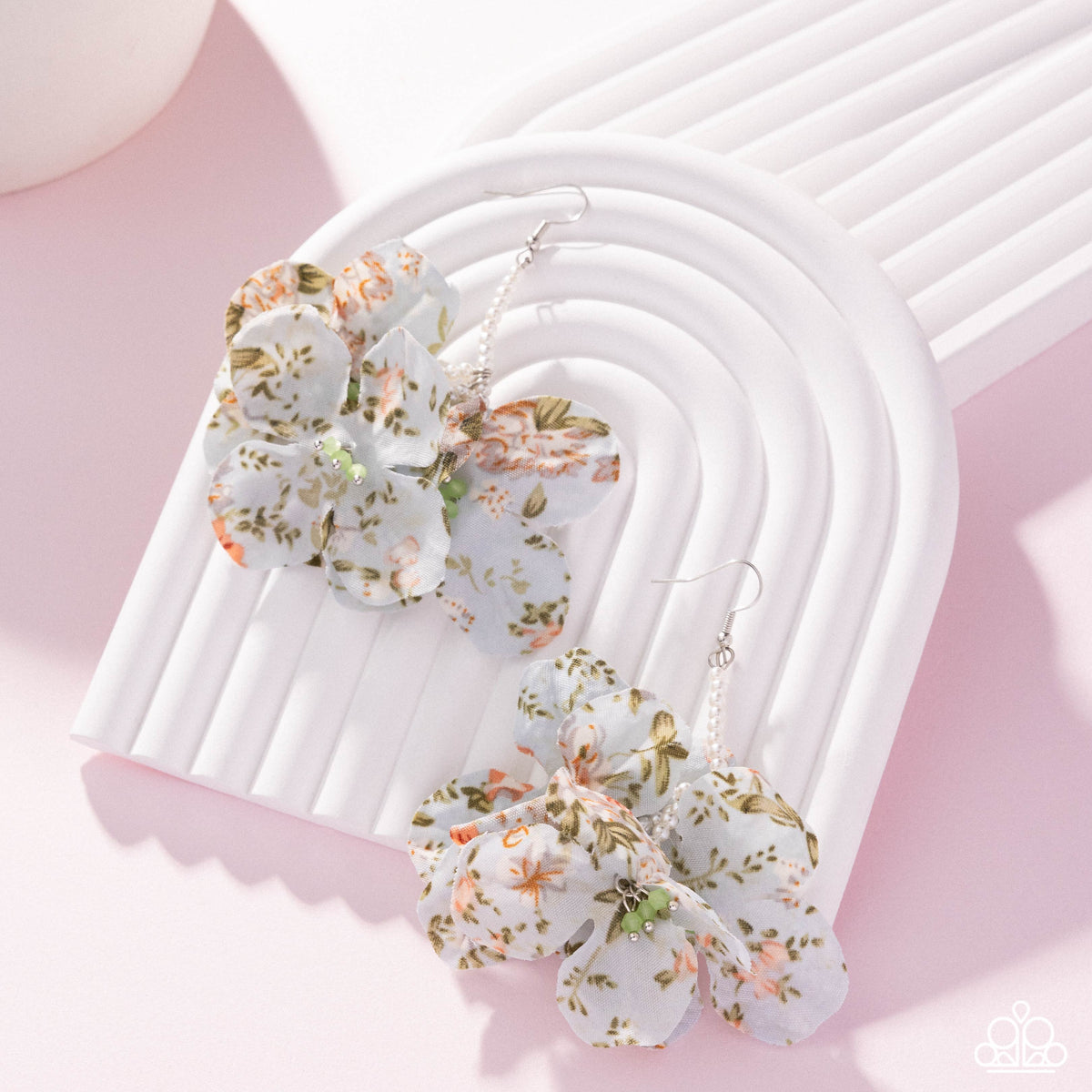 Flourishing Fantasia Green Floral Earrings - Paparazzi Accessories