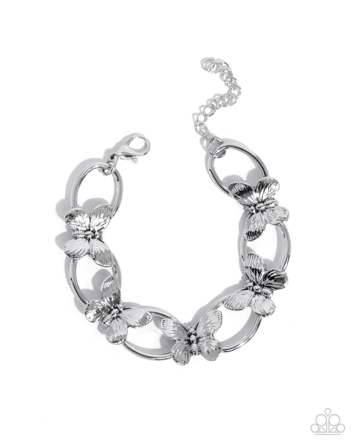 Butterfly Build Silver Butterfly Choker Necklace & Bracelet Set - Paparazzi Accessories- bracelet - CarasShop.com - Paparazzi Jewelry by Cara Jewels