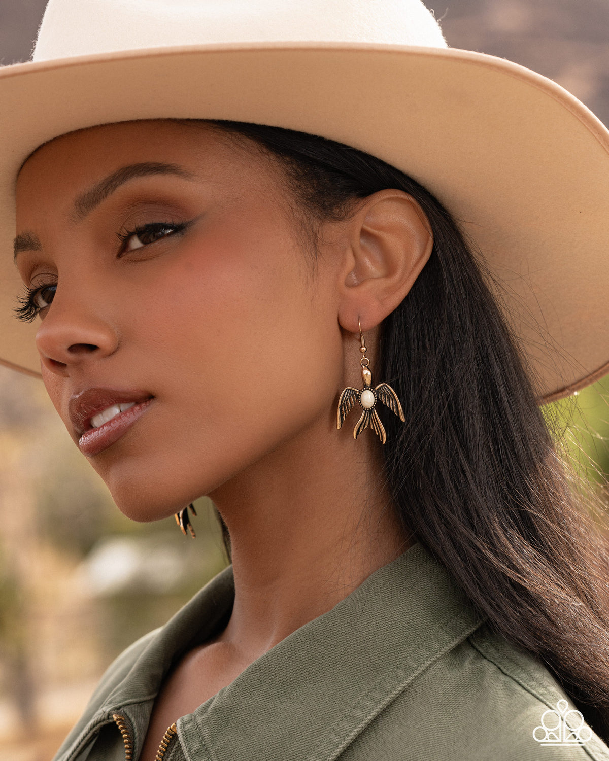 Soaring Stones White Stone & Antique Gold Earrings - Paparazzi Accessories