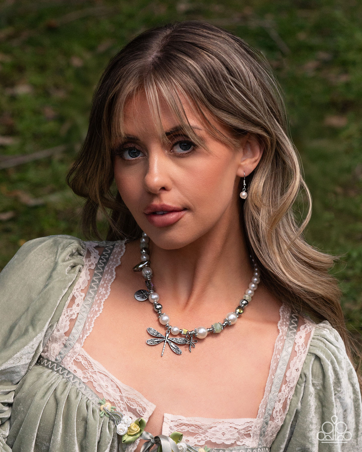 Dragonfly Delight Multi White Pearl & Silver Charm Necklace - Paparazzi Accessories