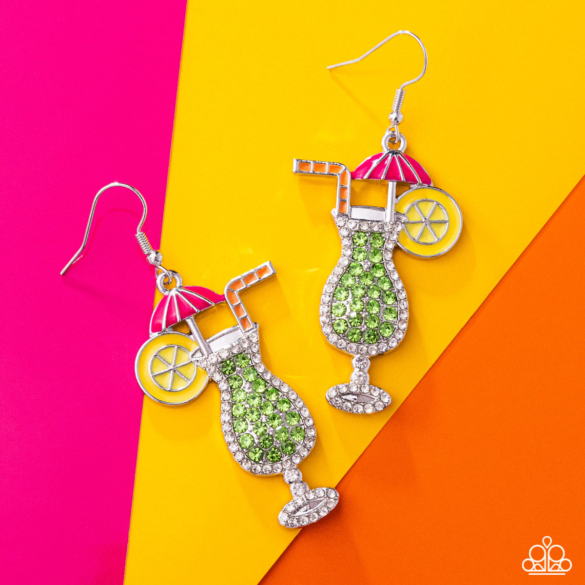 Delightful Daiquiri Green Rhinestone Cocktail Earrings - Paparazzi Accessories