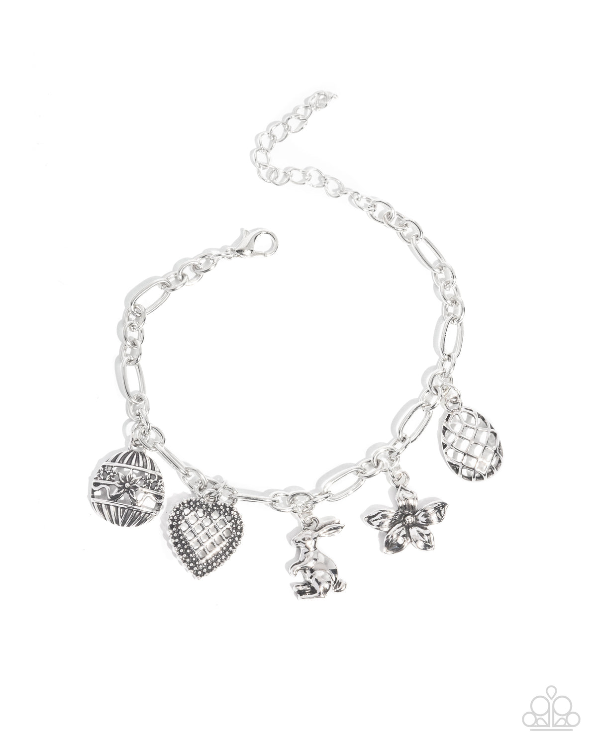 Eclectic Easter - Extensive Easter Silver Charm Necklace & Bracelet Set - Paparazzi Accessories