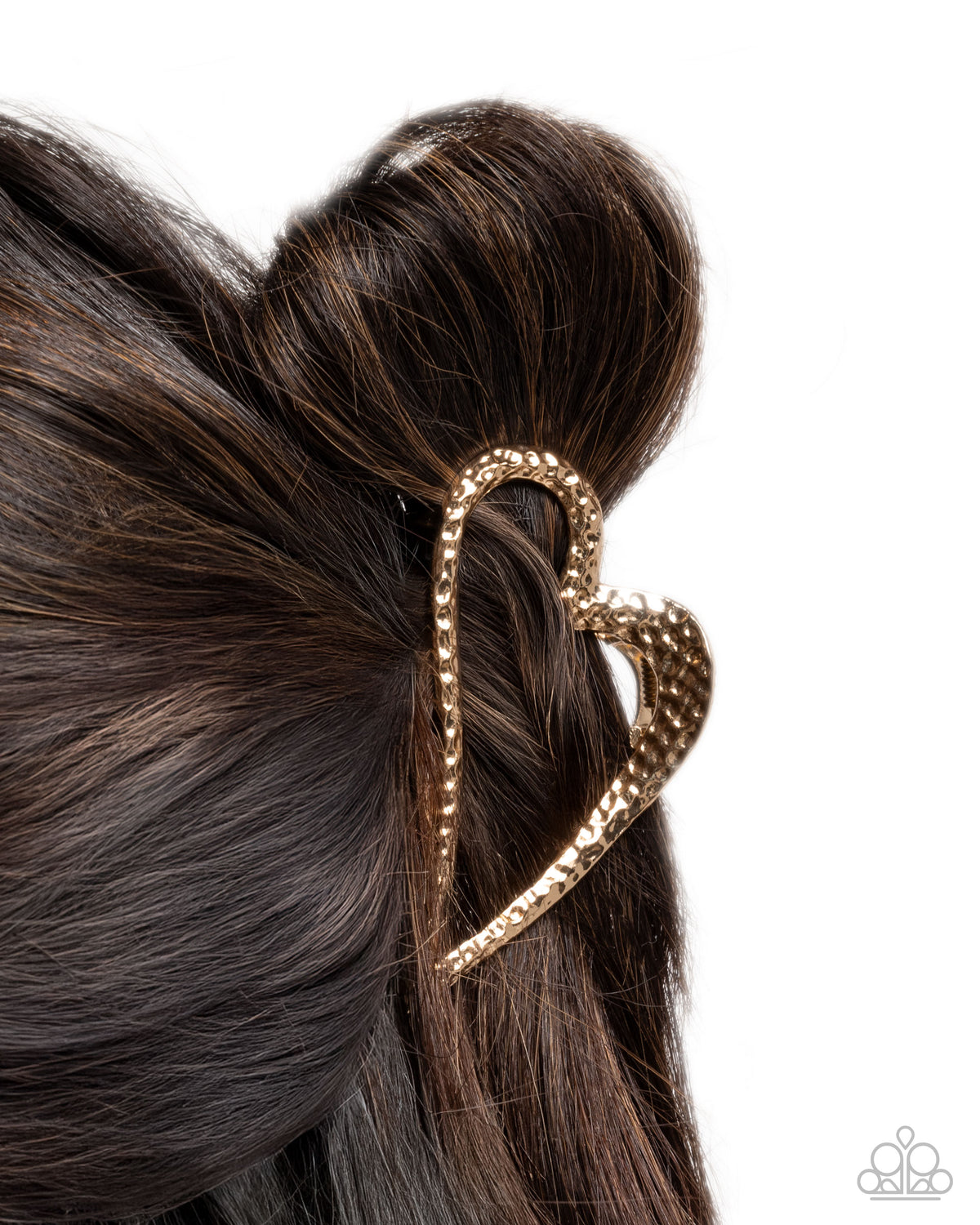 Heartfelt Hint Gold Heart Hair Claw Clip - Paparazzi Accessories