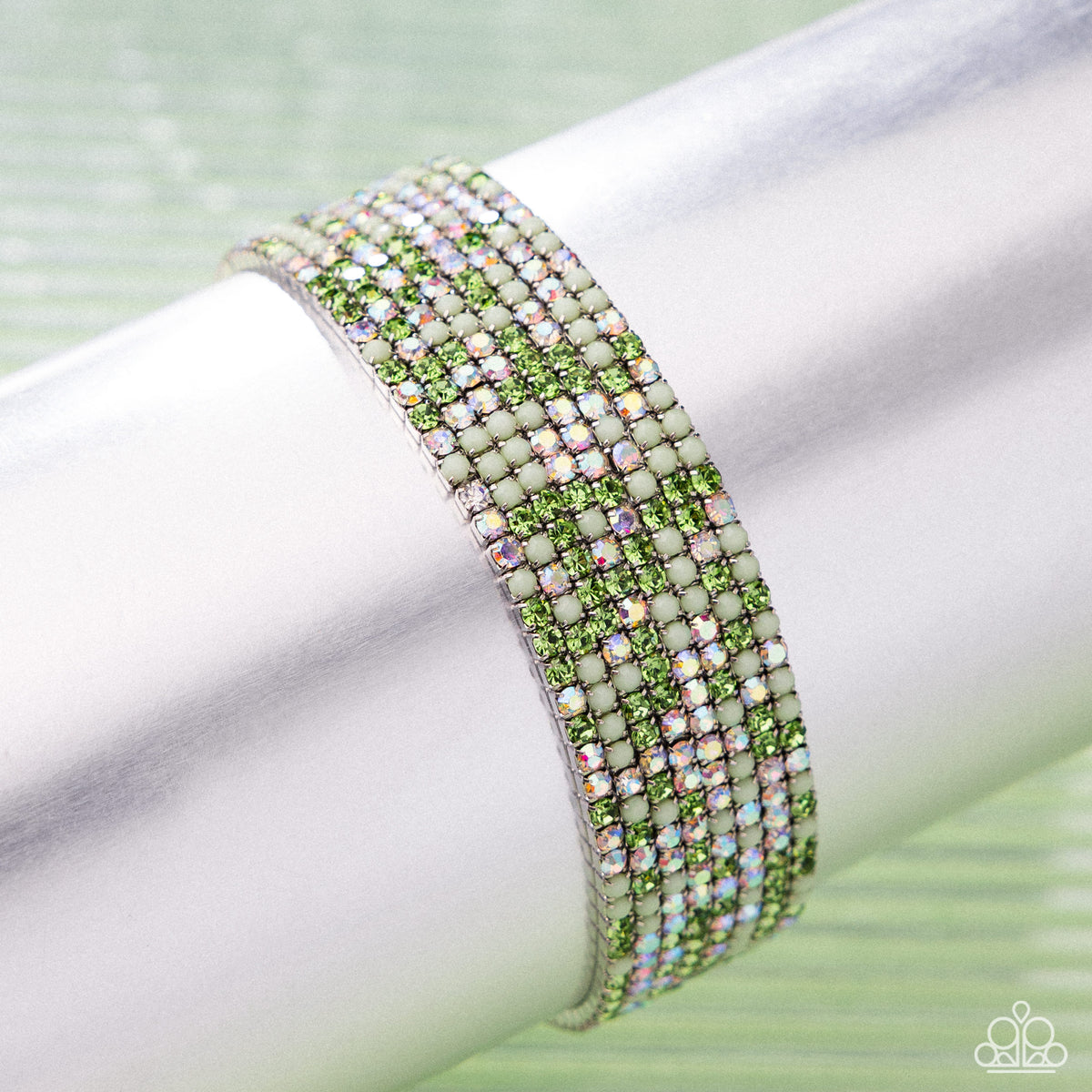 Candlelight Cascade Green Rhinestone Bracelet - Paparazzi Accessories