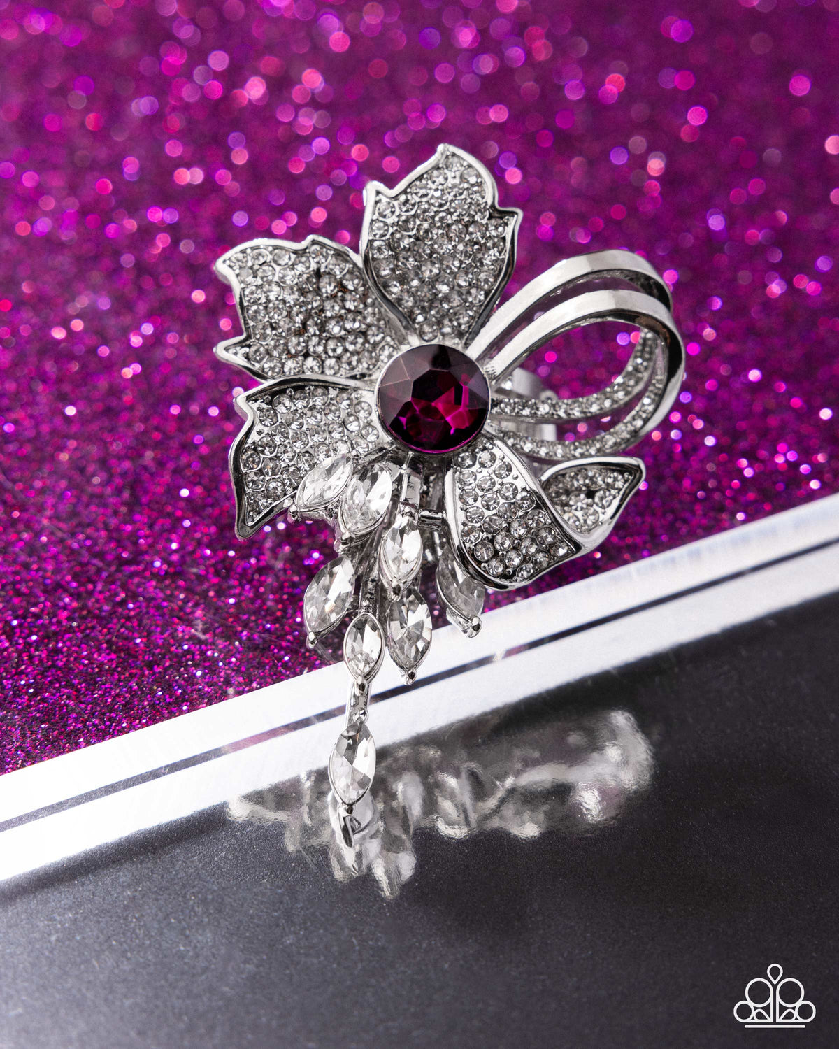 Blooming Broadcast Pink & White Rhinestone Ring - Paparazzi Accessories