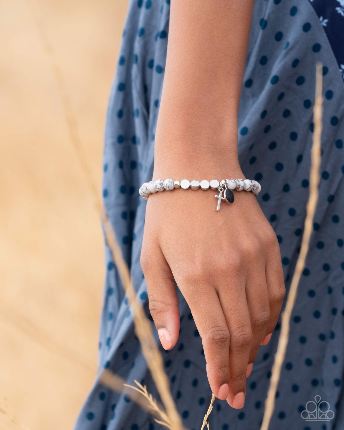 Devout Debut White Stone & Silver Bracelet - Paparazzi Accessories
