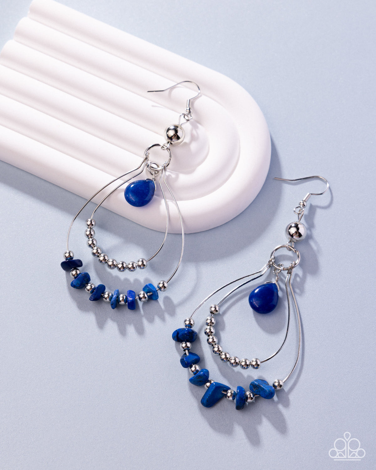 Chiseled Cascade Blue Lapis Stone Earrings - Paparazzi Accessories