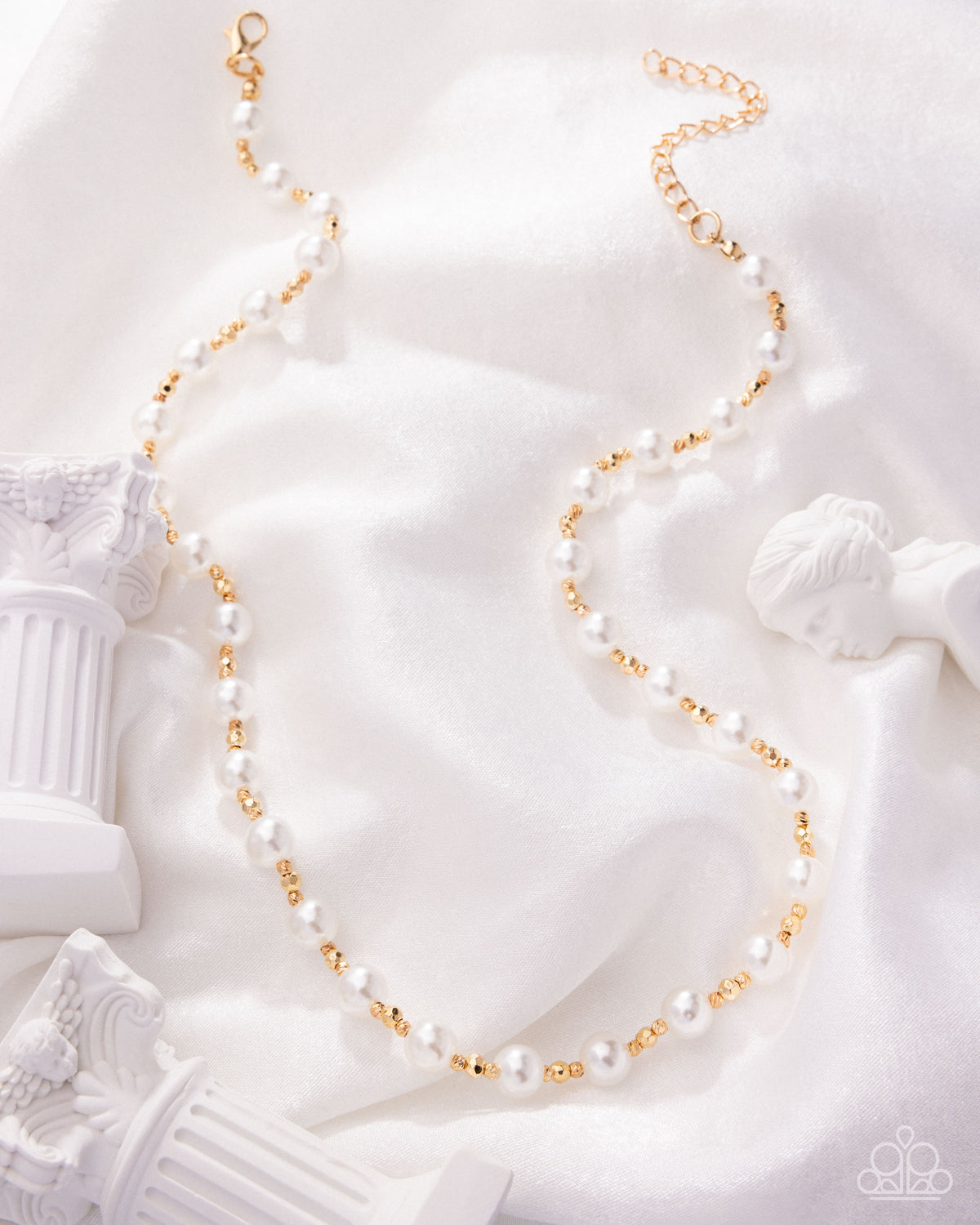 Pearl Premiere Gold & White Pearl Necklace - Paparazzi Accessories