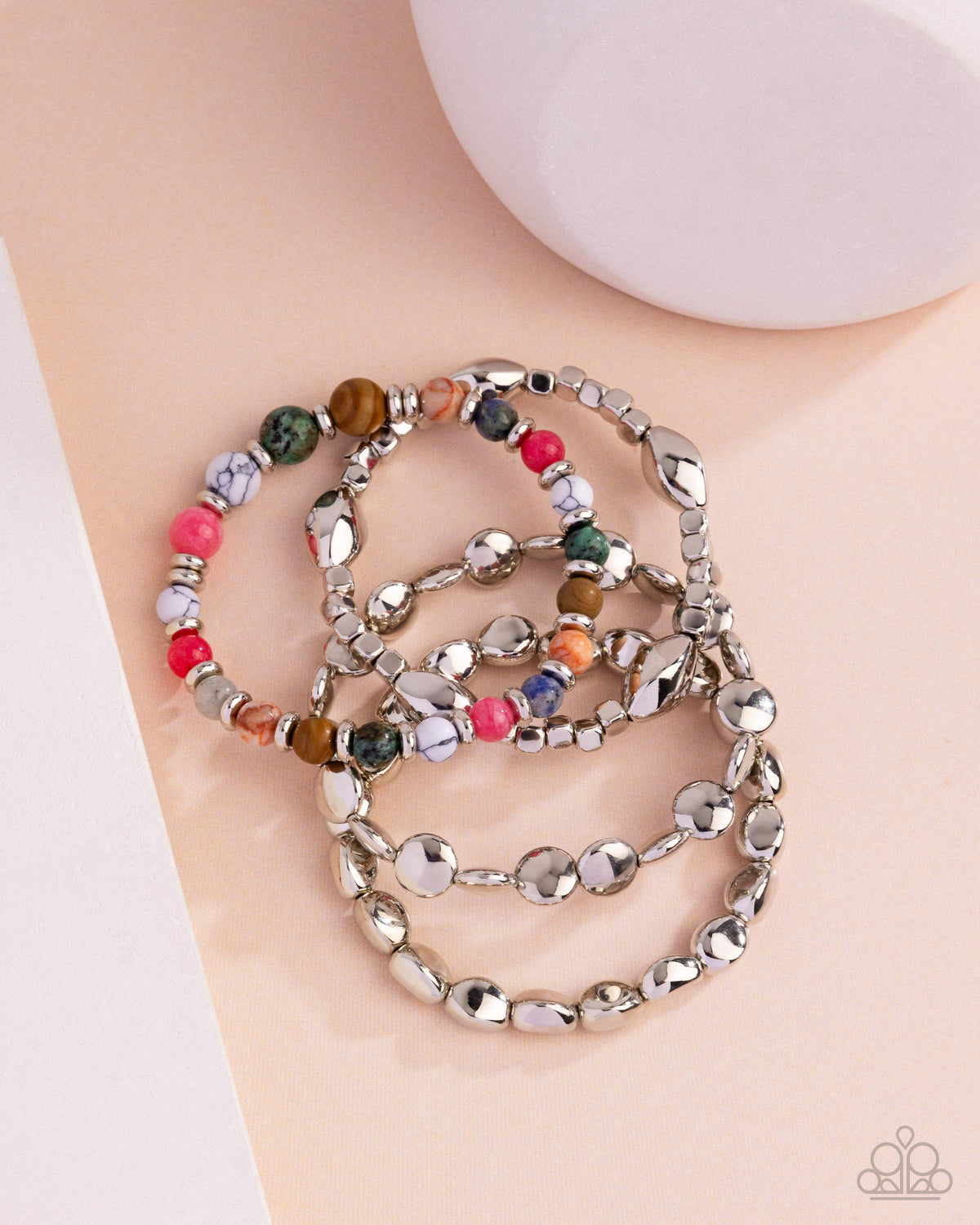 Colorful Campaign Multi Stone & Silver Bracelet - Paparazzi Accessories