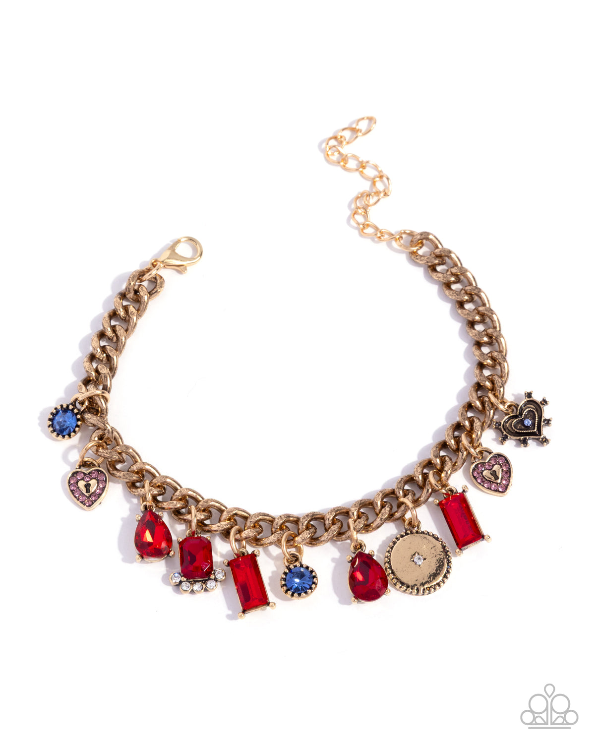 Fabulous Feeling Red Heart Charm Necklace & Bracelet Complete Look - Paparazzi Accessories