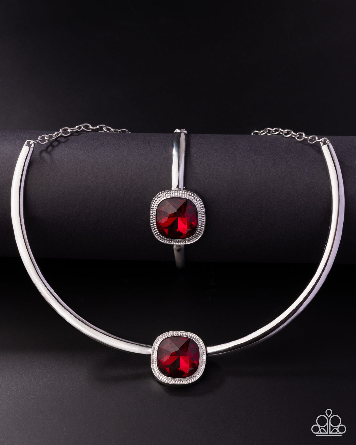 Asscher Assumption Red Gem Necklace & Bracelet Set - Paparazzi Accessories