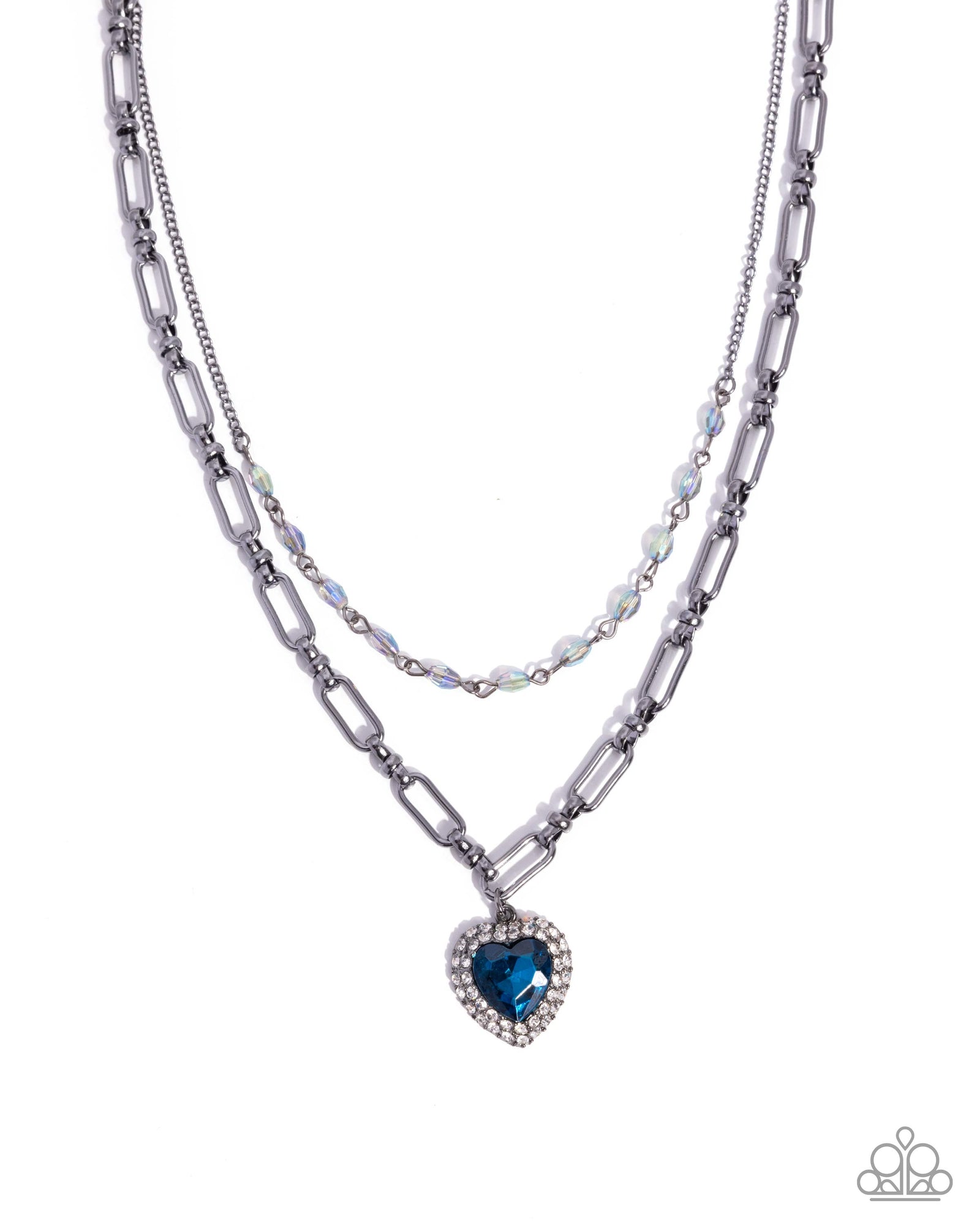 Match Made In HAUTE Blue Gem Heart Necklace - Paparazzi Accessories- lightbox - CarasShop.com - Paparazzi Jewelry by Cara Jewels